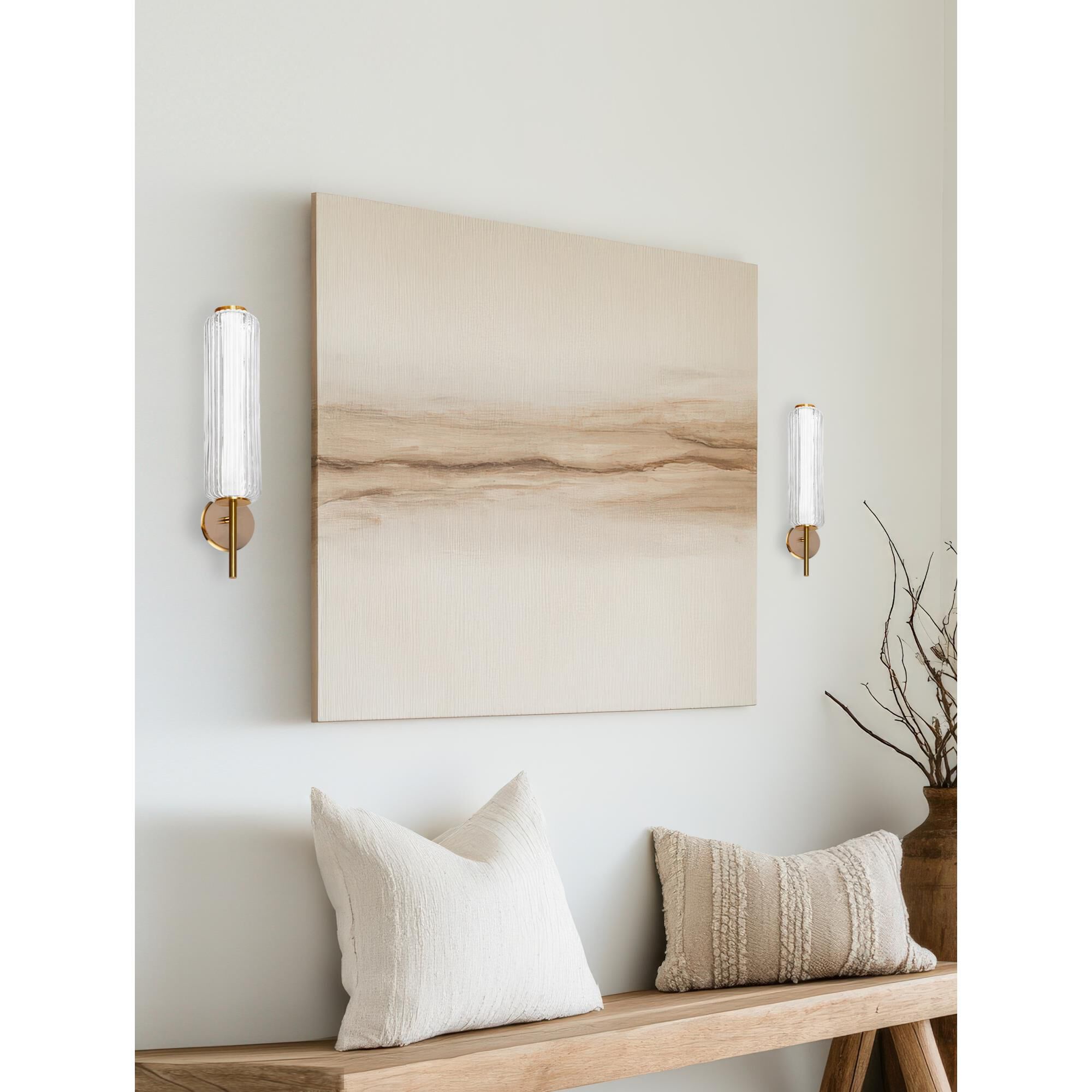 Shown in Aged Brass finish and Clear glass