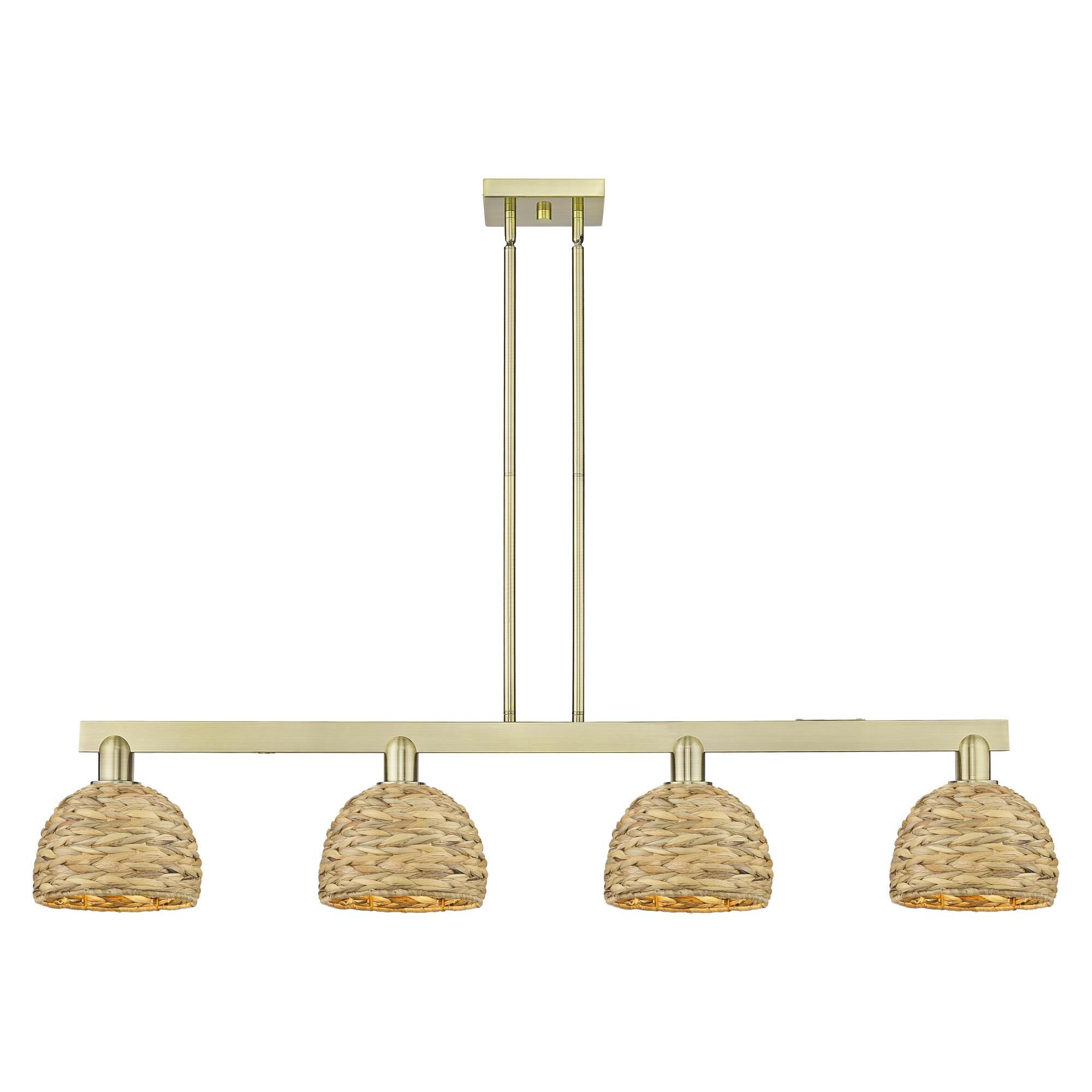 Bruno Marashlian Woven Rattan 51 Inch Linear Suspension Light by Innovations Lighting