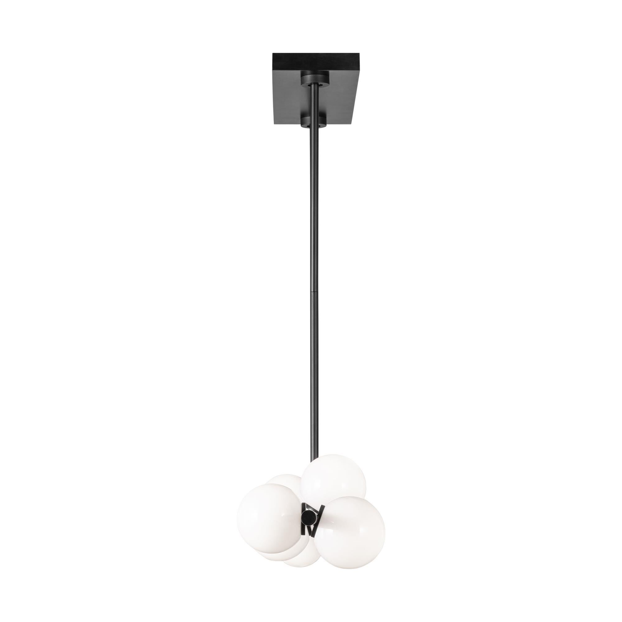 Shown in Aged Iron finish and Milk glass