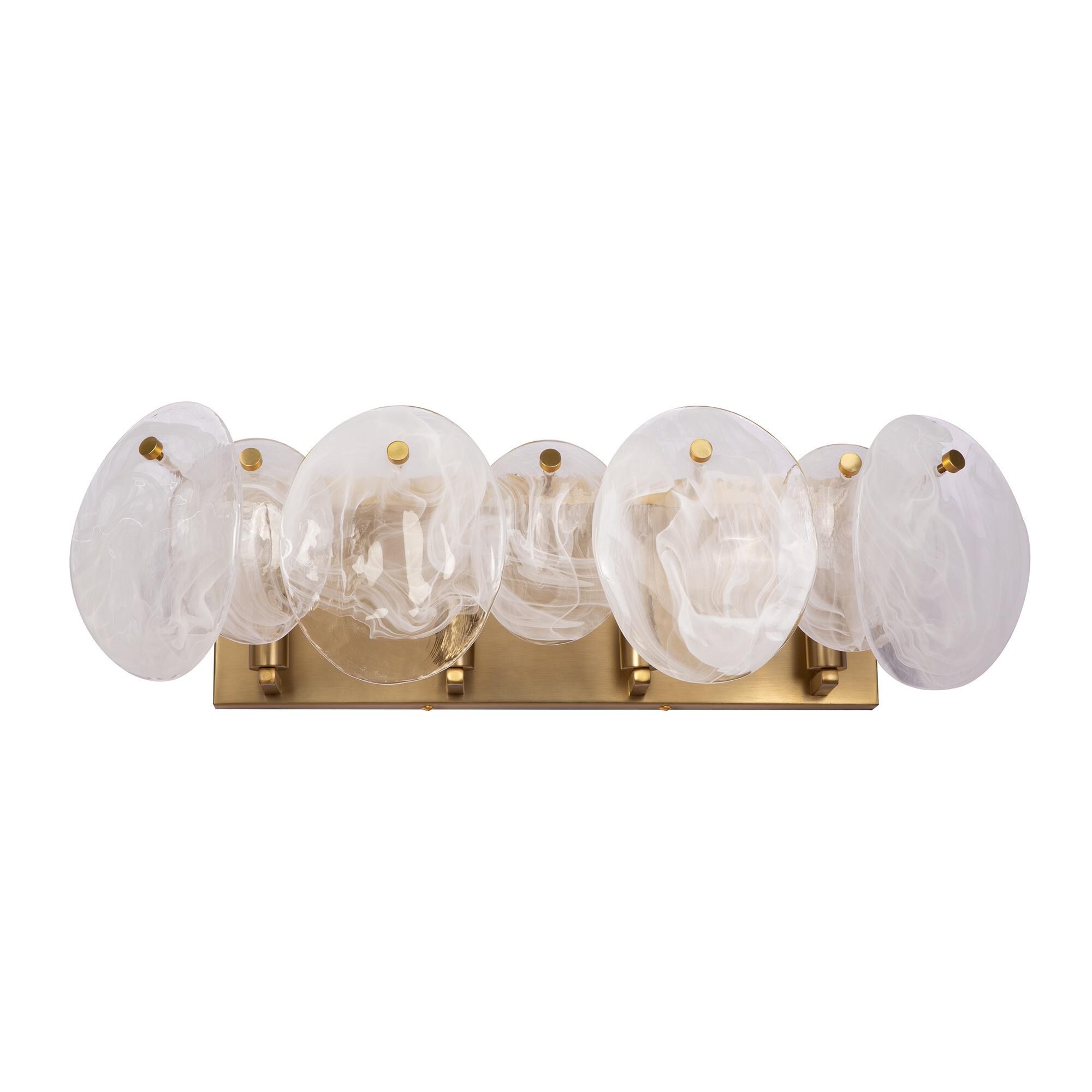 Shown in Brushed Brass finish and Wispy White Murano Style glass