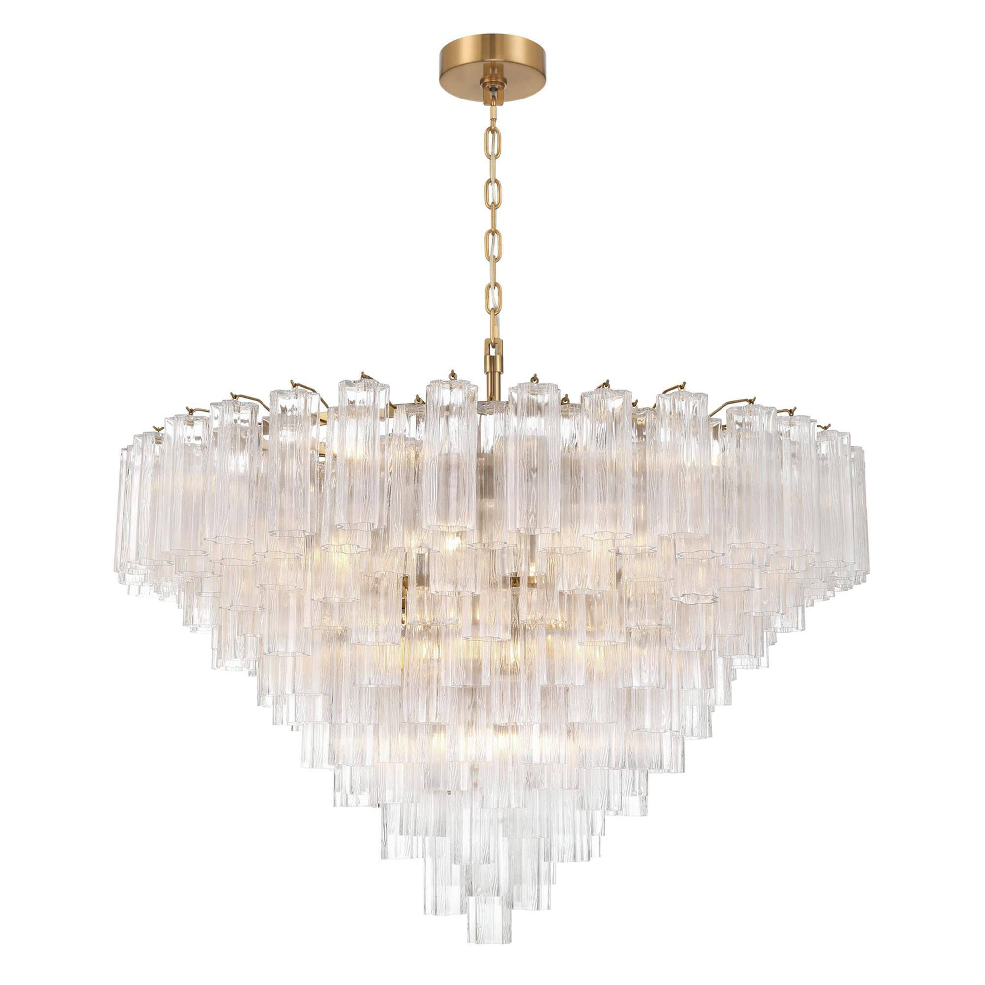 Shown in Aged Brass finish and Tronchi Glass crystal