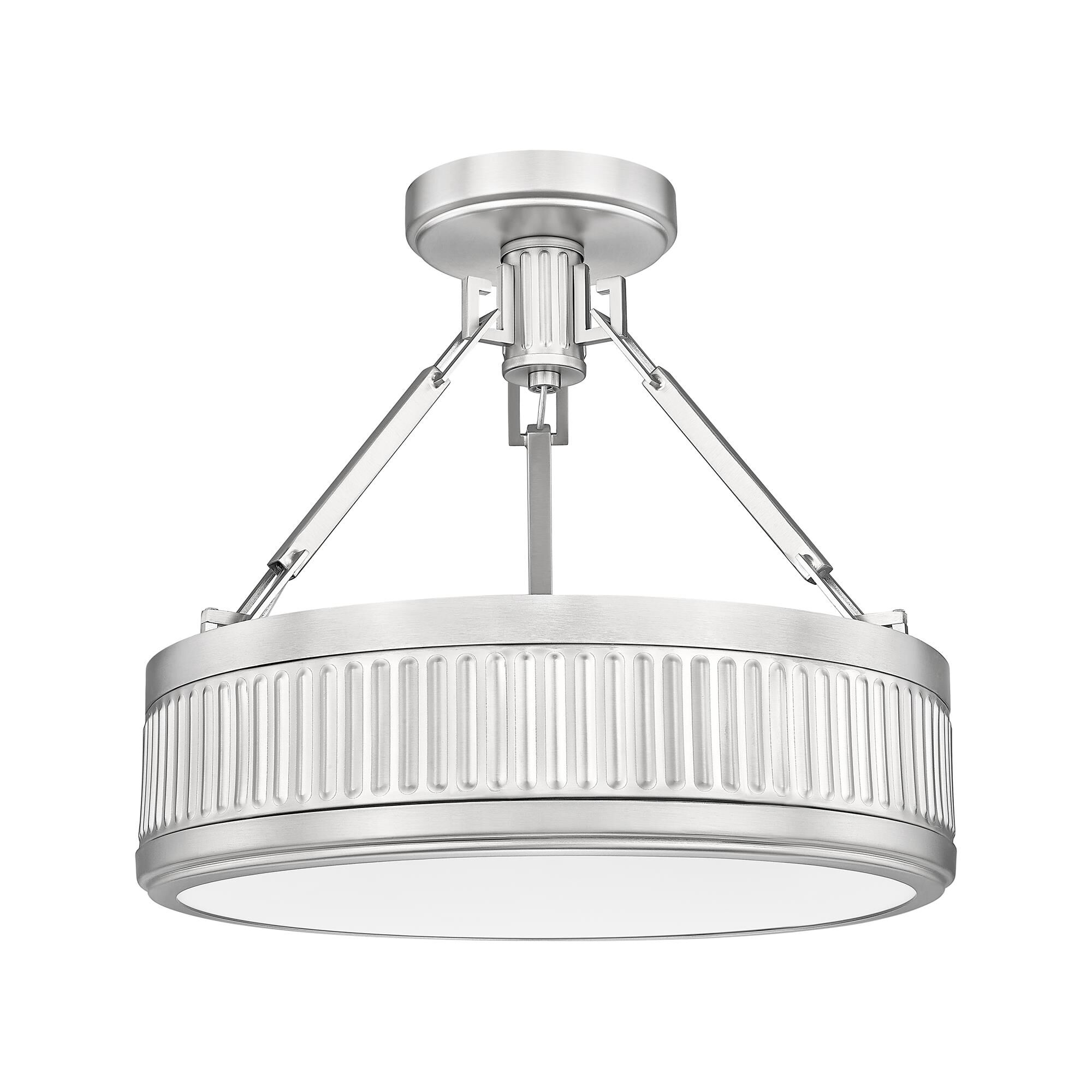 Shown in Satin Nickel finish and White glass