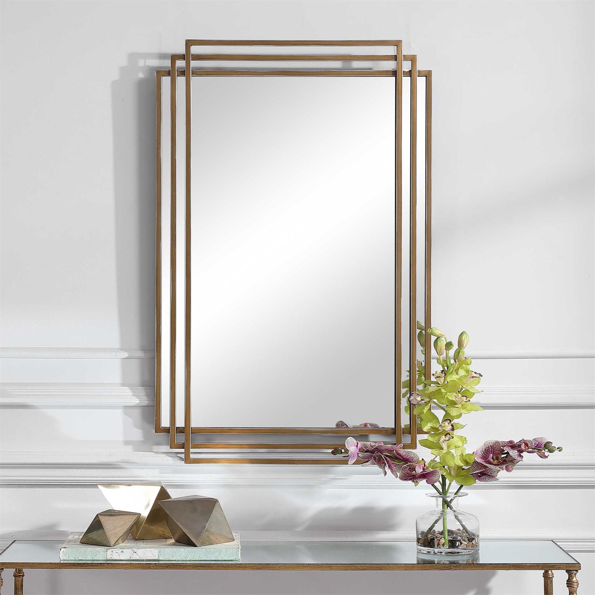 Shown in Showcasing Elegant Lines And A Timeless Style, This Mirror Features An Overlapping Solid Iron Frame  finish