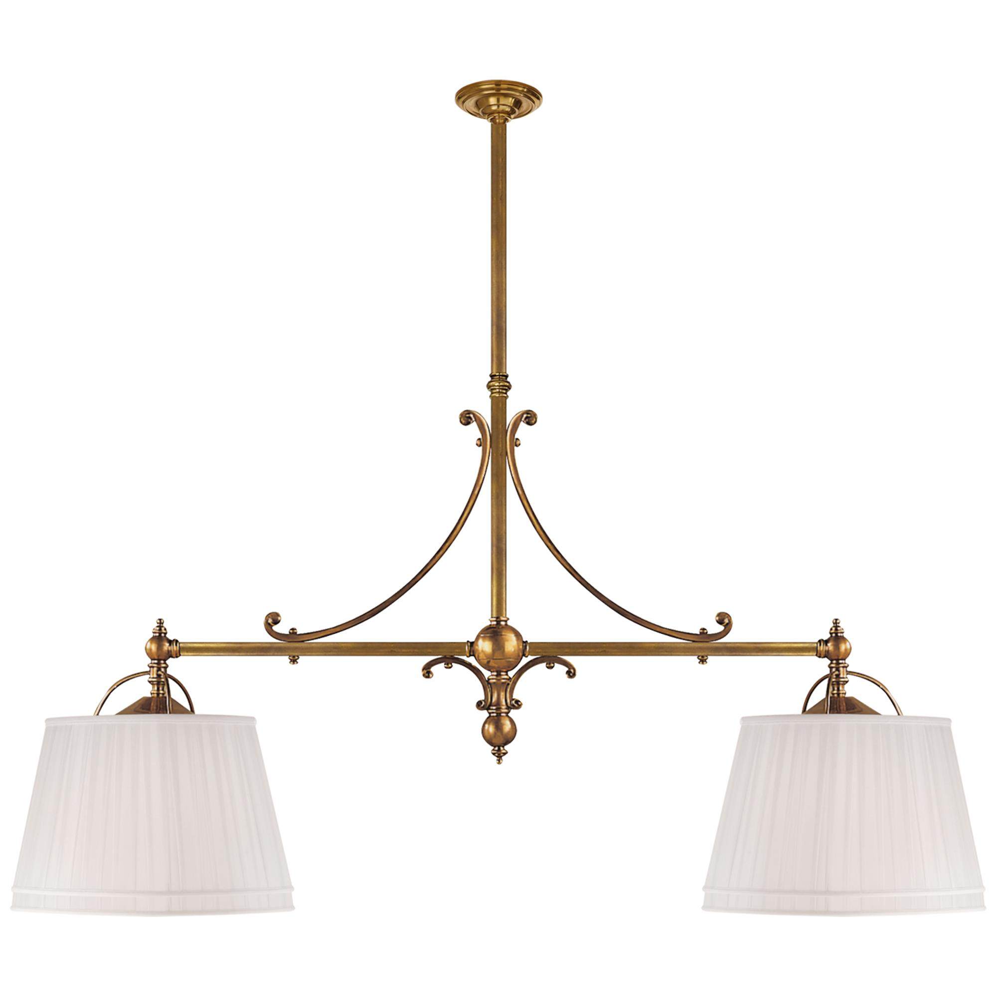 Shown in Antique-Burnished Brass finish and Linen shade