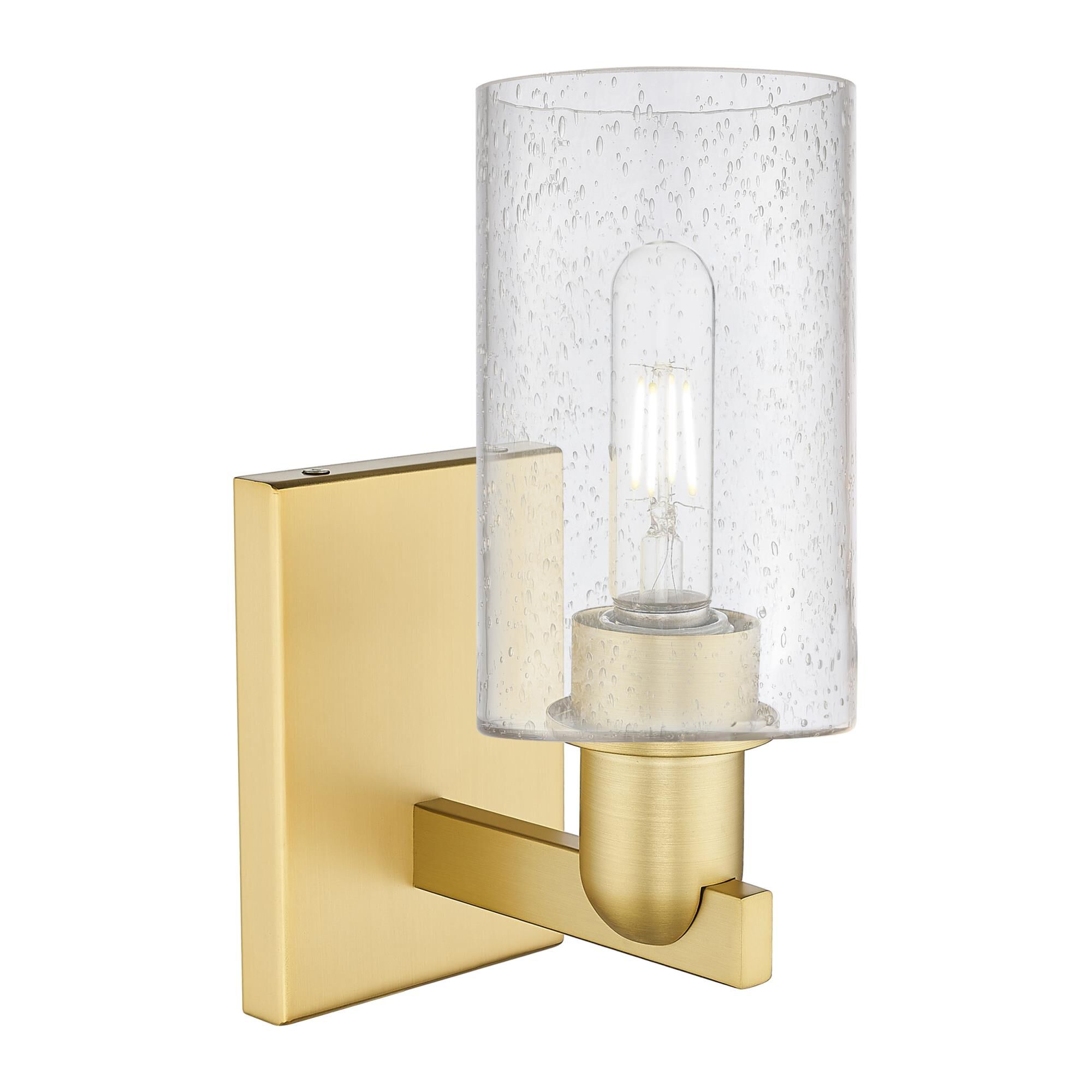 Shown in Satin Gold finish and Seedy glass
