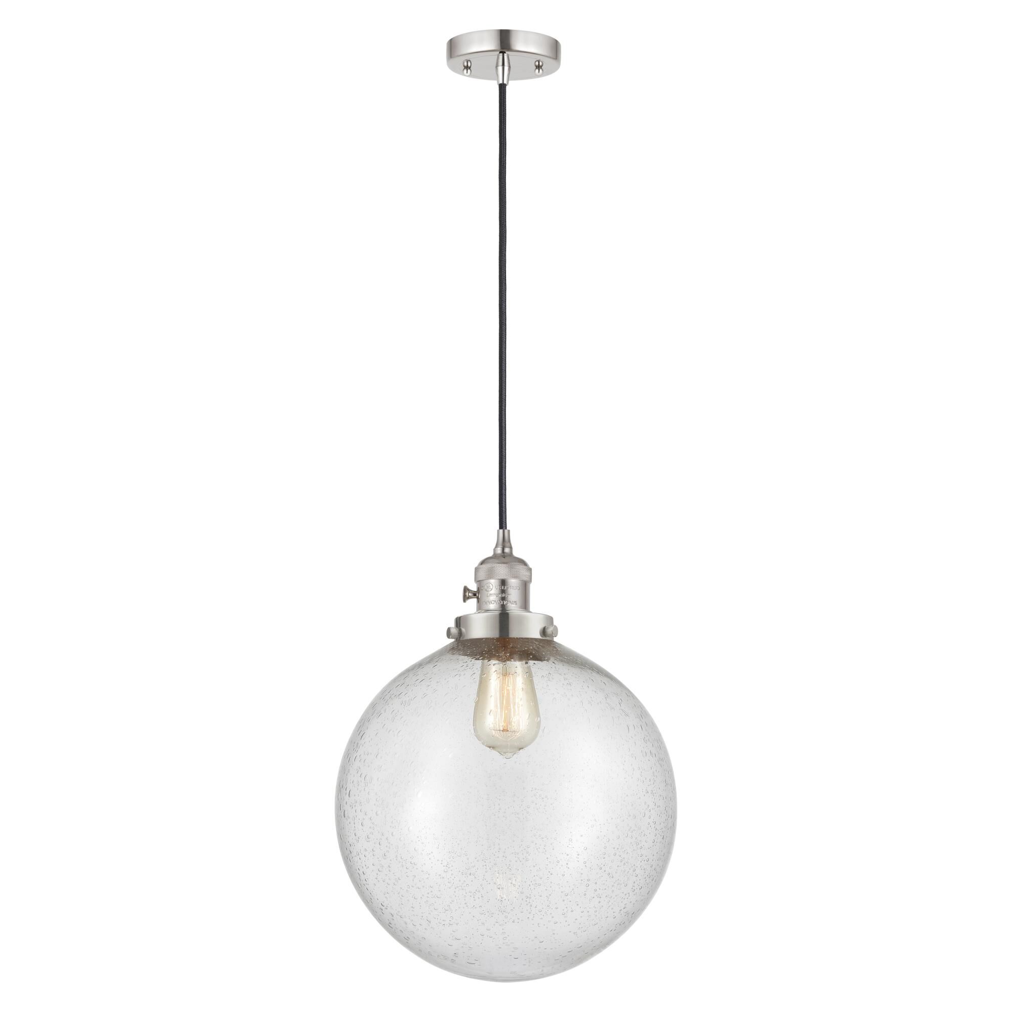 Shown in Polished Nickel finish and Seedy glass