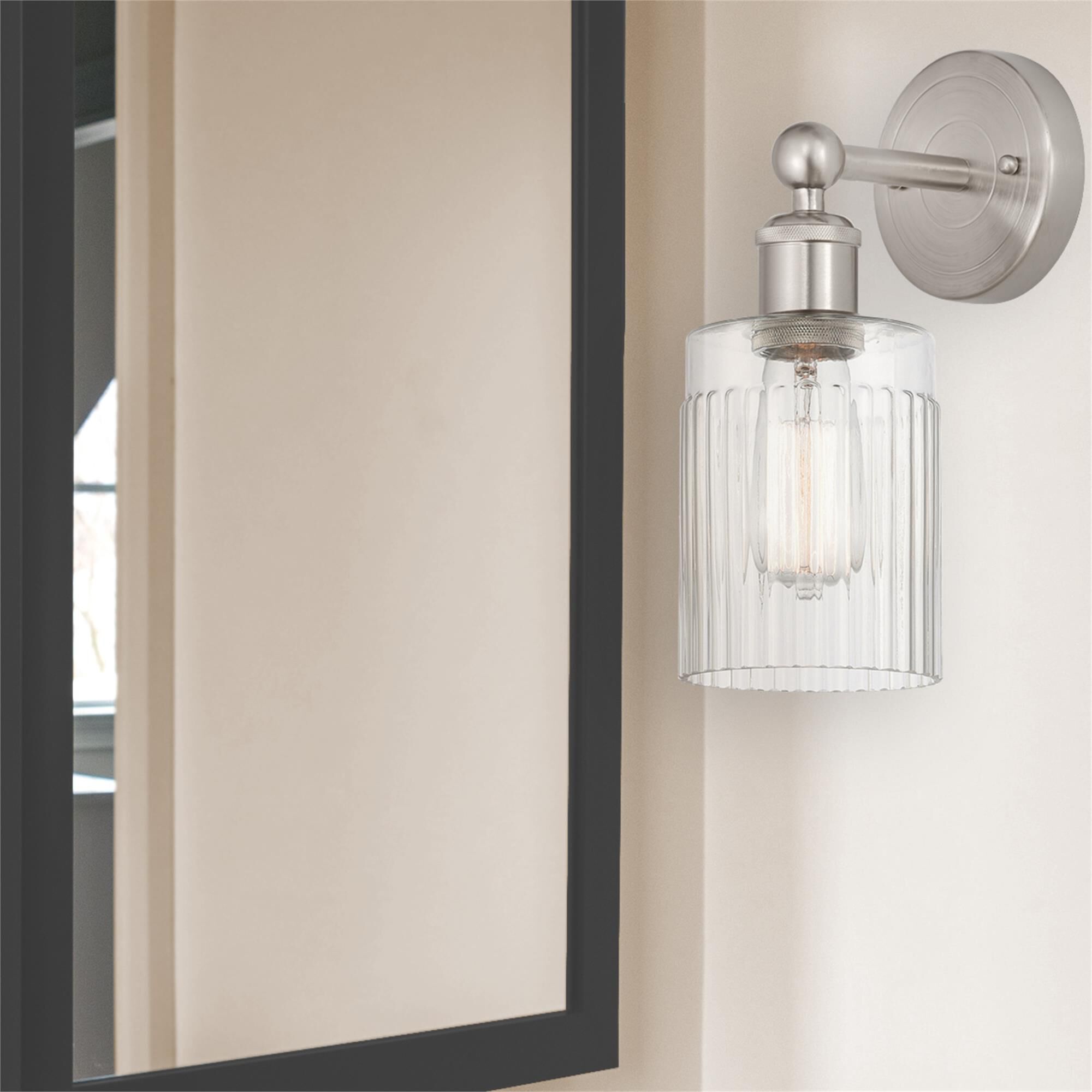 Shown in Brushed Satin Nickel  finish and Clear glass