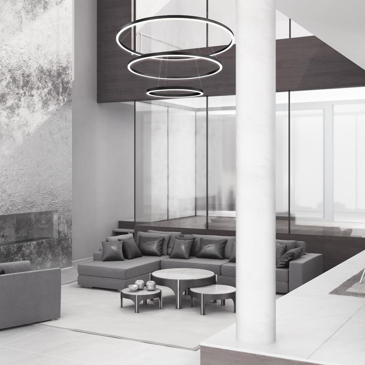 Shown in Matte Black finish and Opal White Acrylic shade and White accent