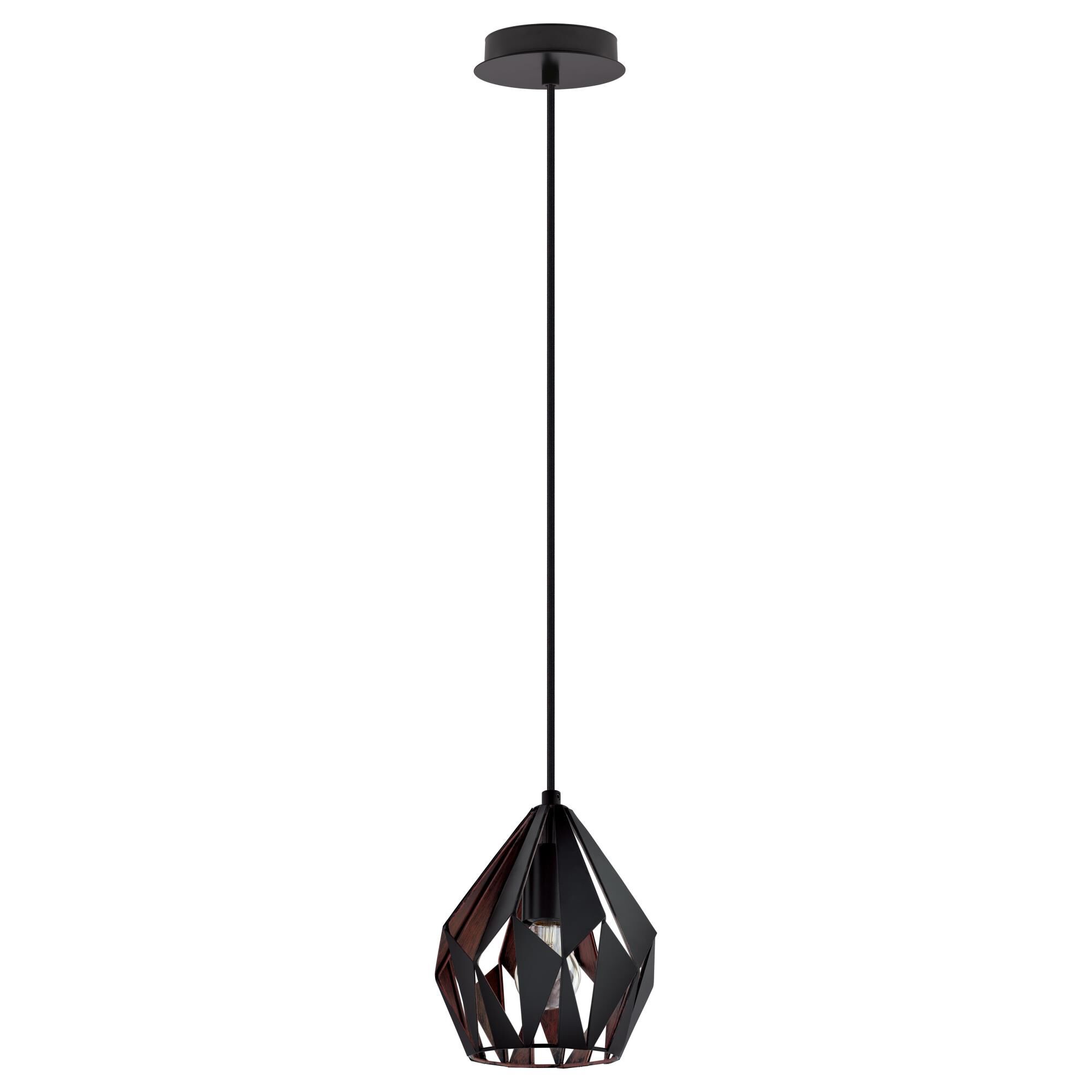 Shown in Matte Black and Copper finish and Dome shade