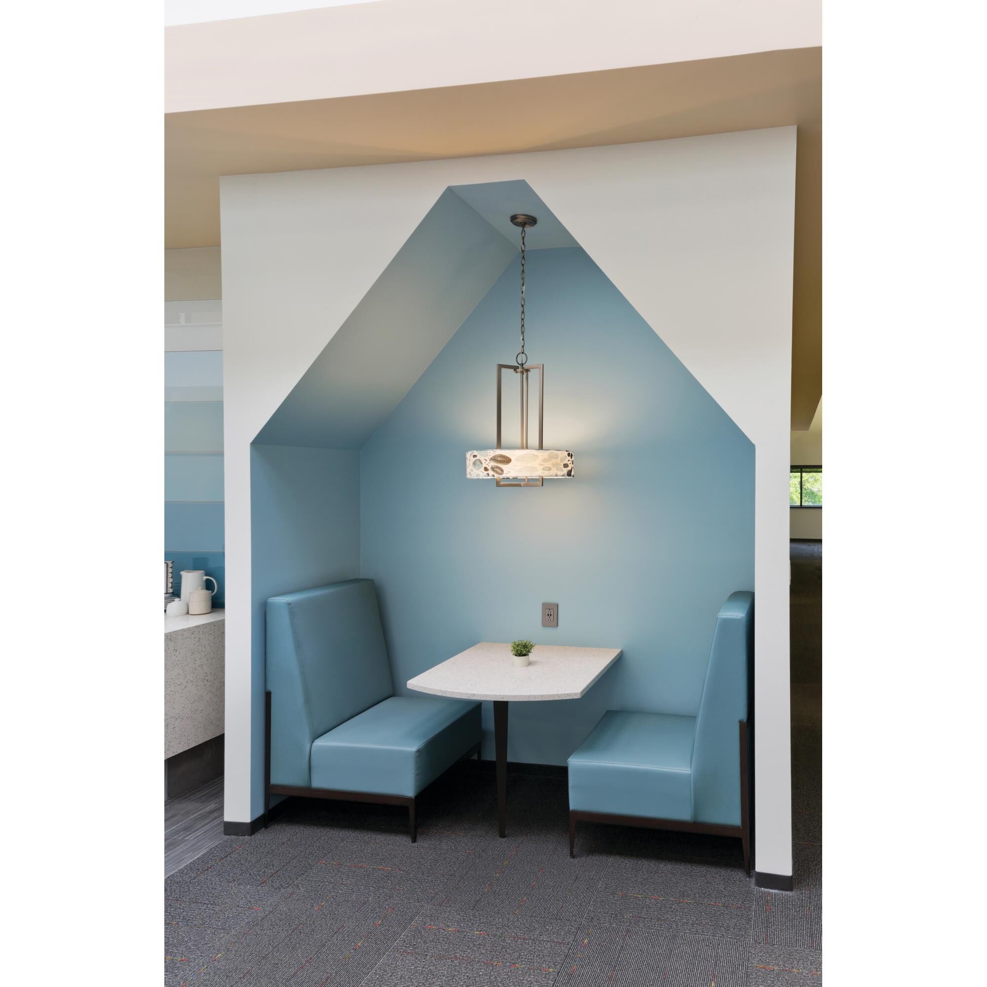 Shown in Antique Nickel finish and Off-White Linen Hardback shade