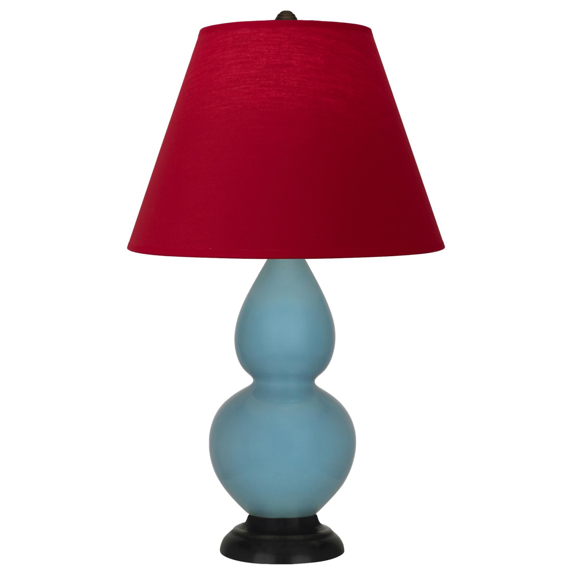 Shown in Steel Blue finish and Rose Red with Ink Black Lining shade and Deep Patina Bronze accent