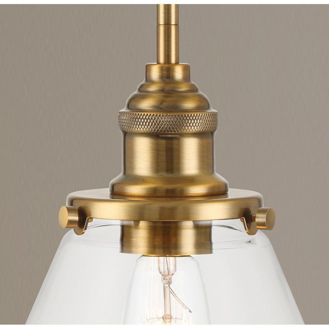 Shown in Oxidized Aged Brass finish and Clear glass