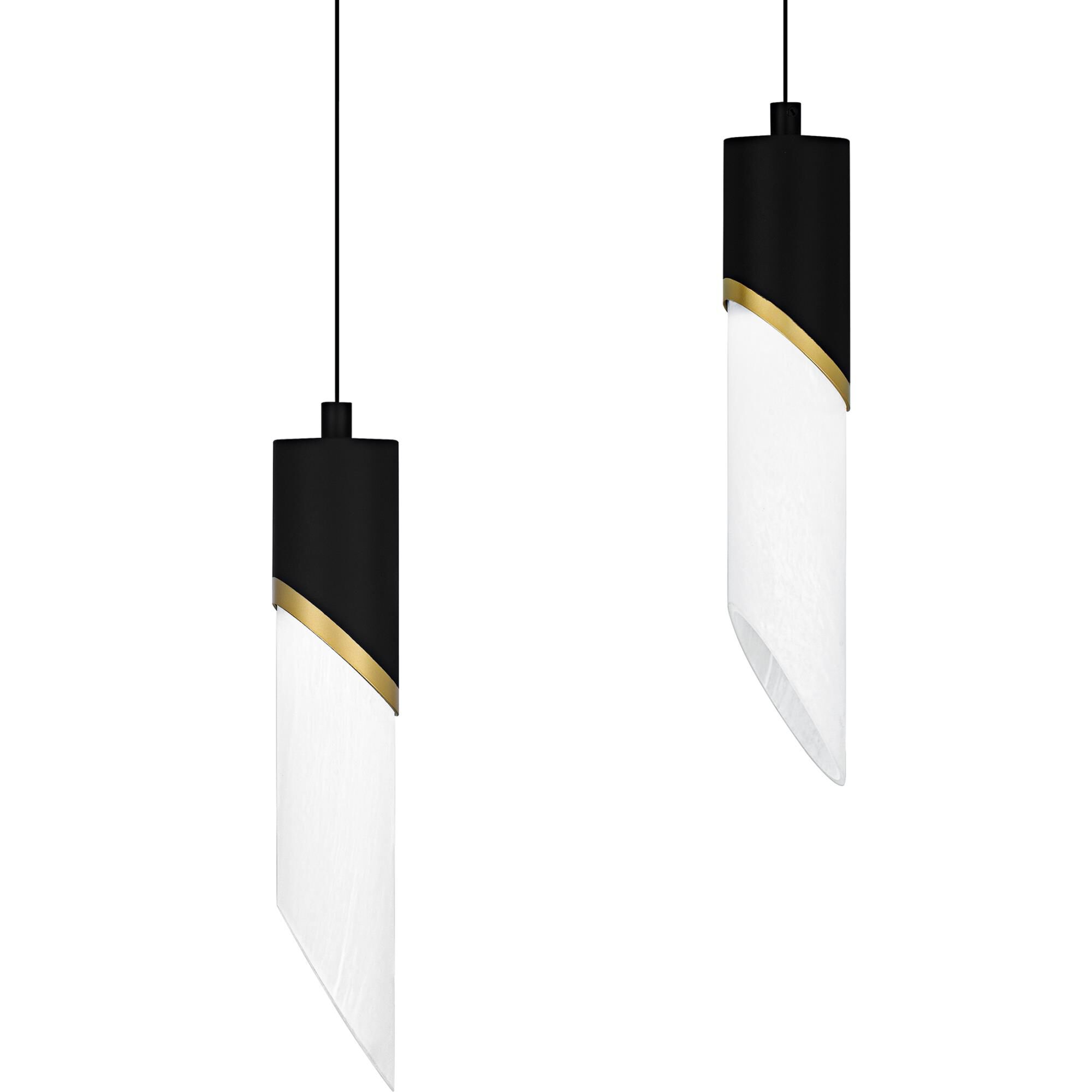 Shown in Matte Black finish and Alabaster Glass shade