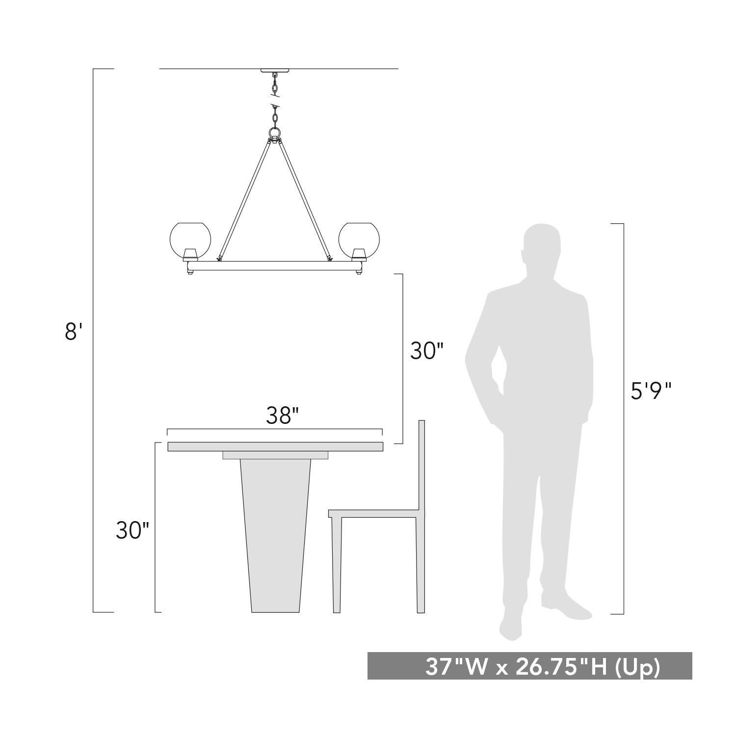 Galveston 37 Inch 9 Light Flush Mount by Golden Lighting