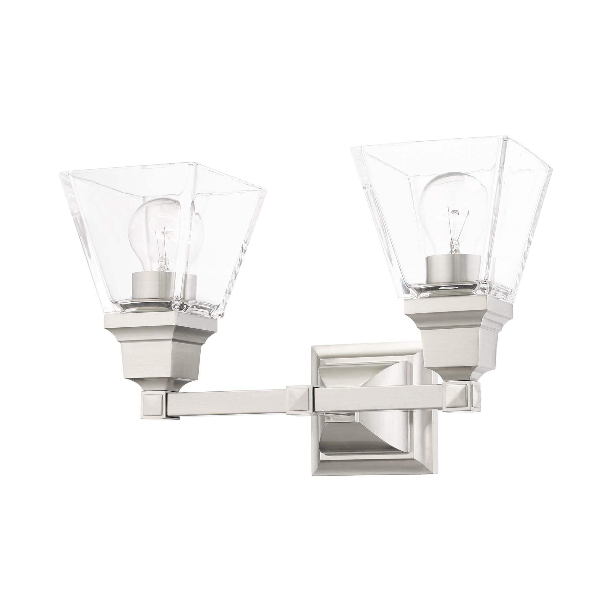Shown in Brushed Nickel finish and Clear glass and Clear Glass shade