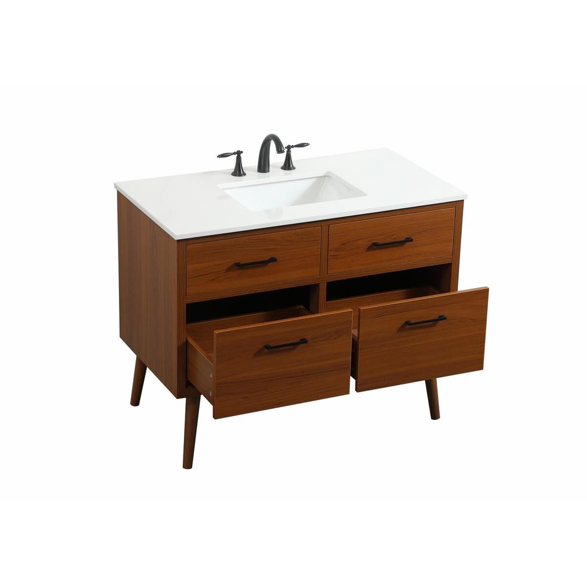 Shown in Teak finish and Without Backsplash accent