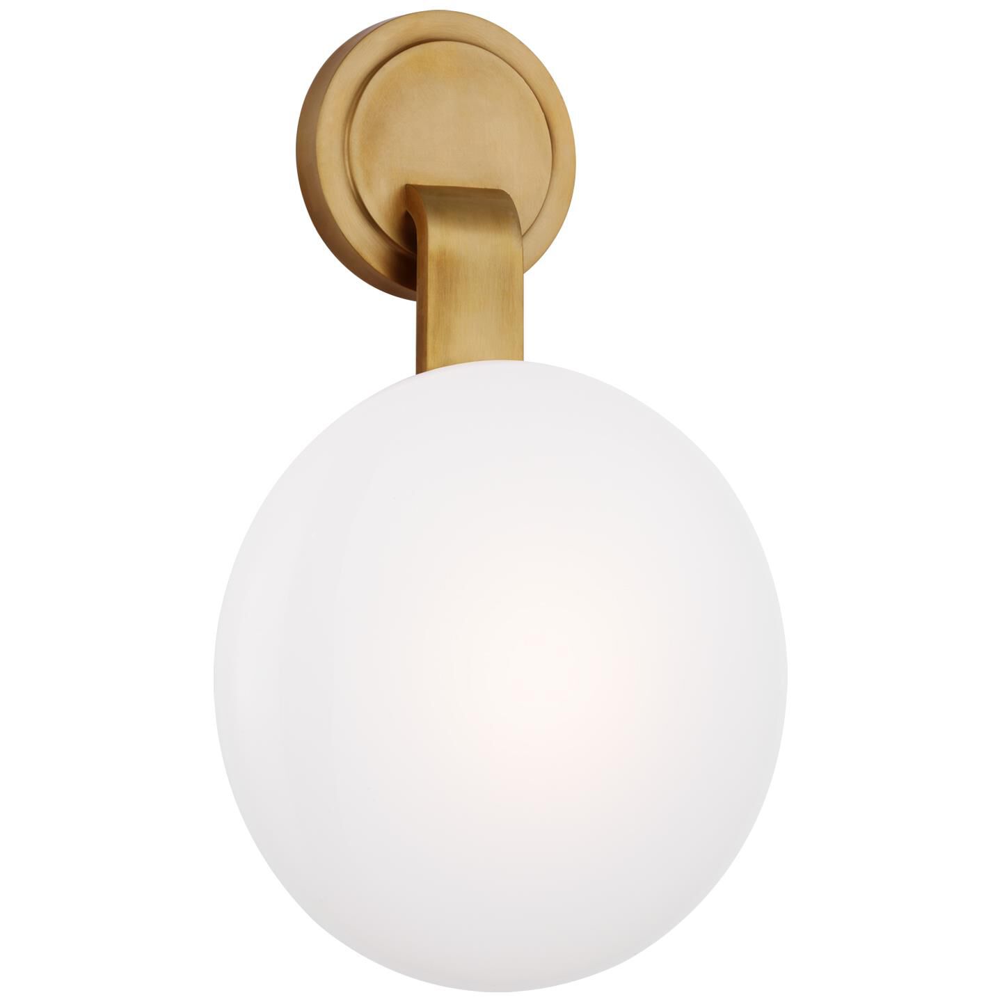 Shown in Soft Brass finish and White glass