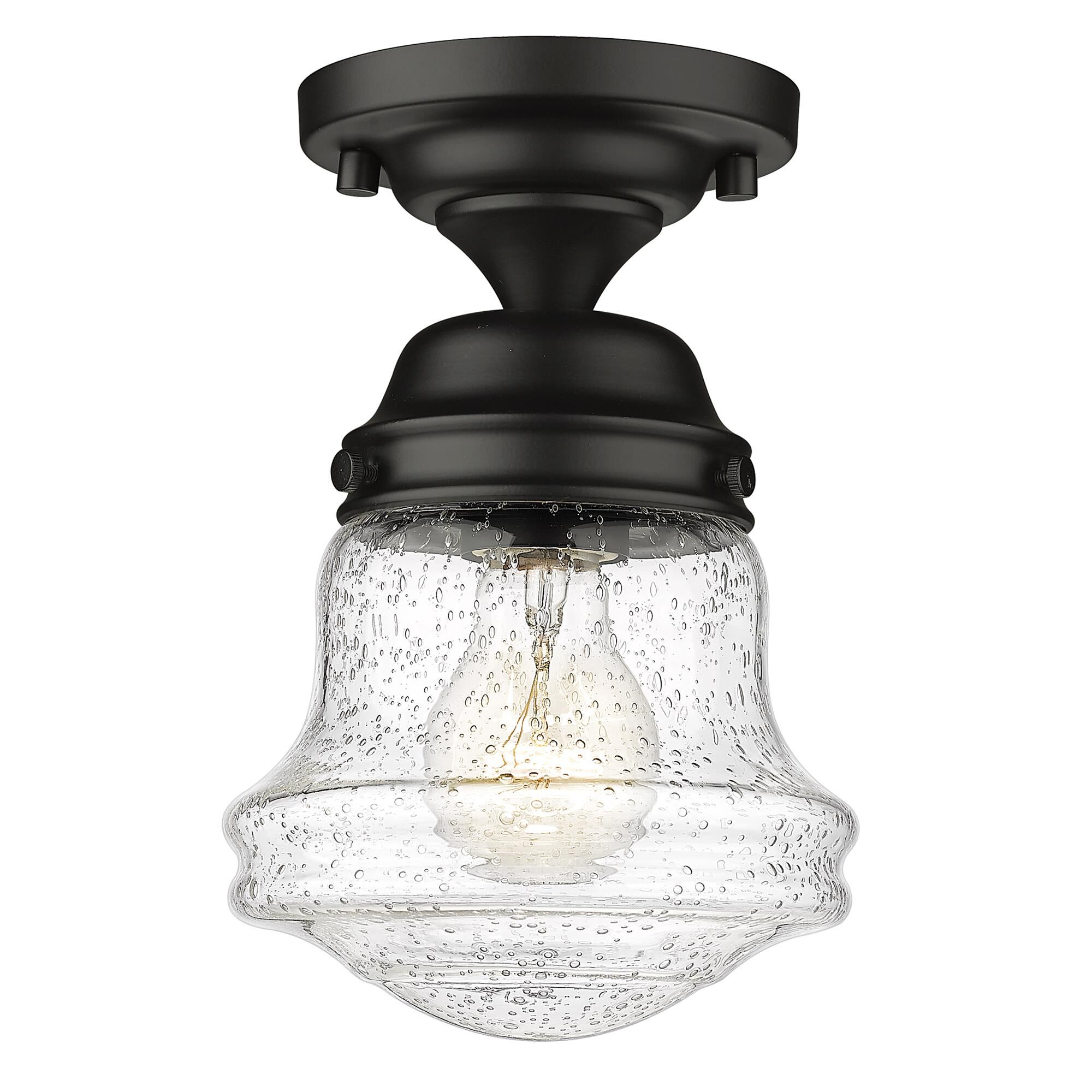 Shown in Matte Black finish and Clear Seedy glass