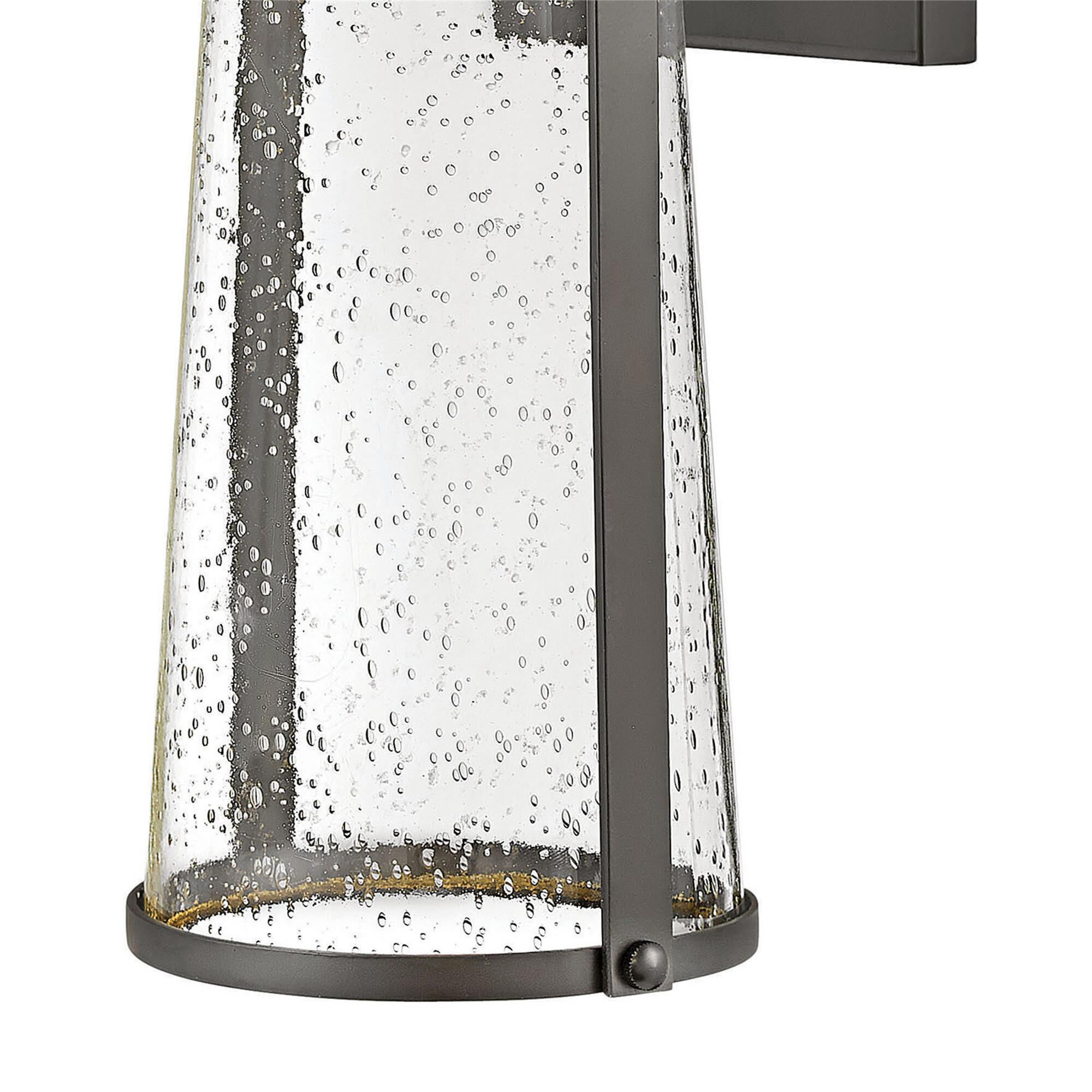 Shown in Black finish and Clear Seedy glass