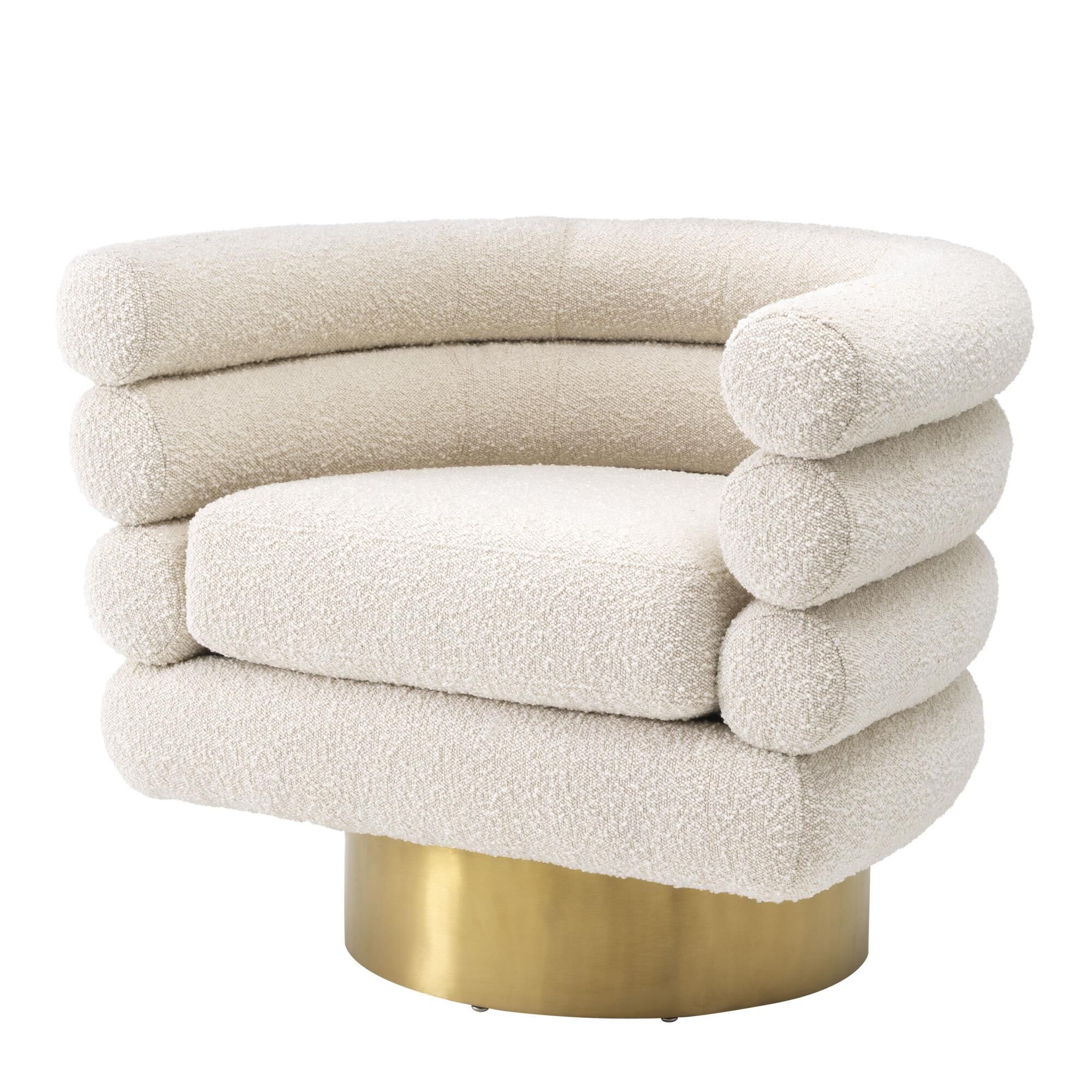 Shown in Boucl Cream | Brushed Brass Finish Swivel Base finish