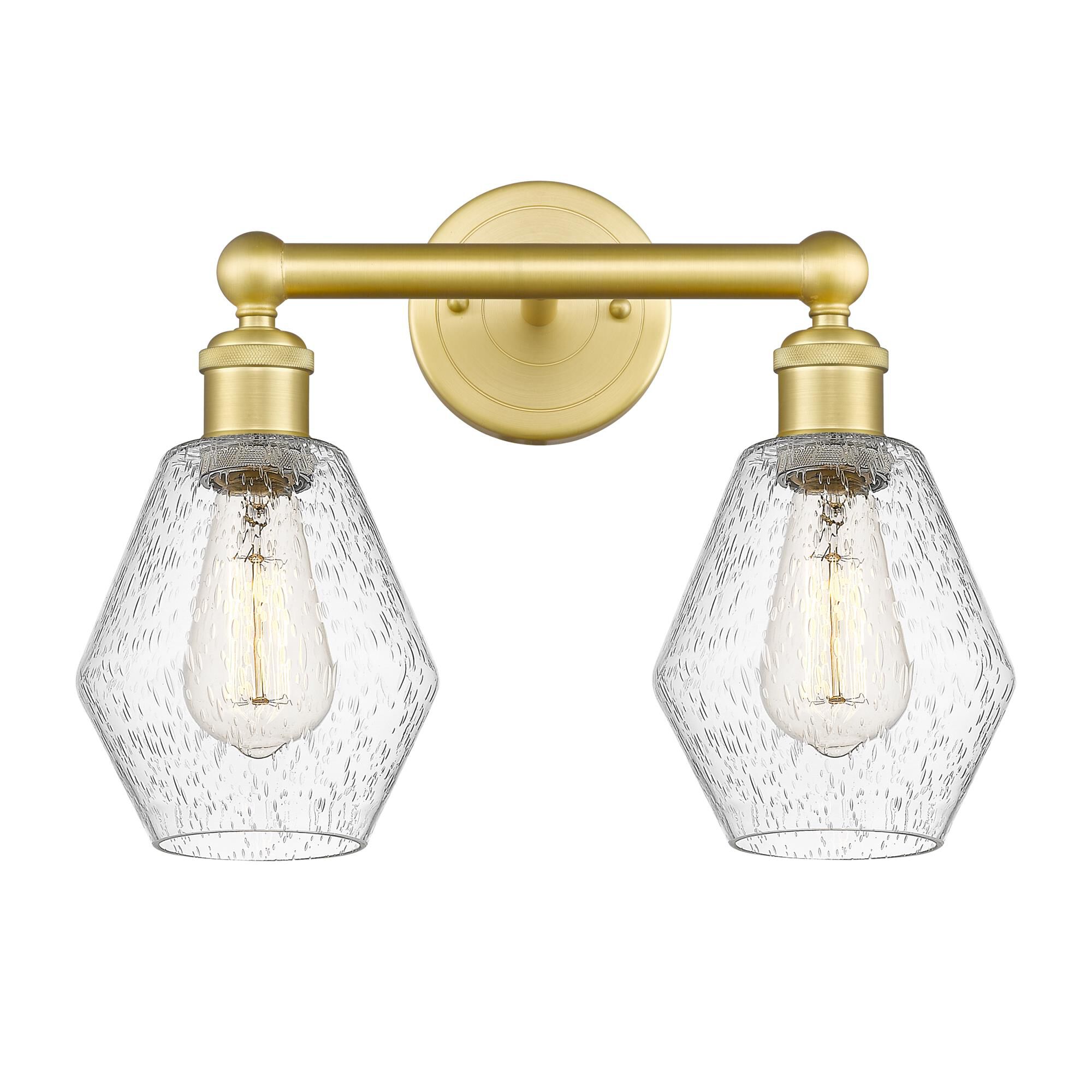 Shown in Satin Gold finish and Seedy glass