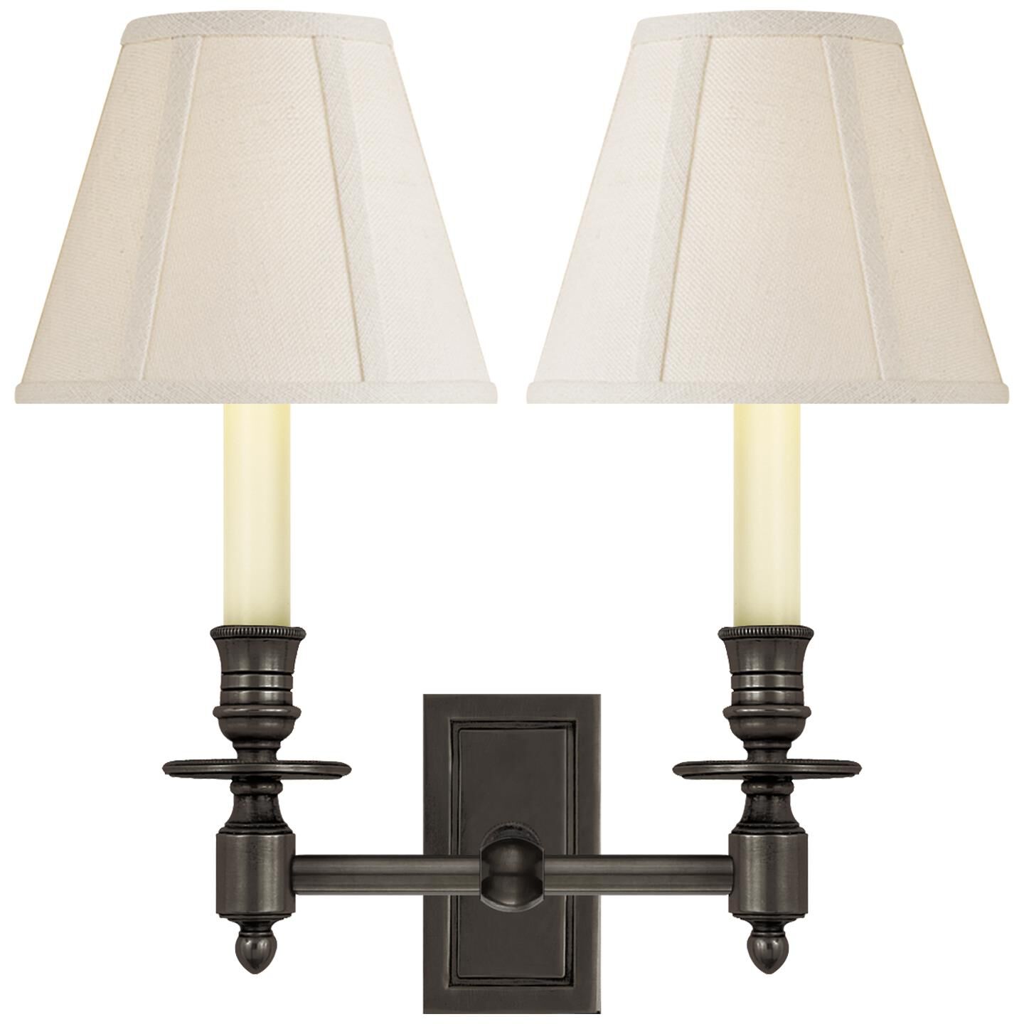 Shown in Bronze finish and Linen shade