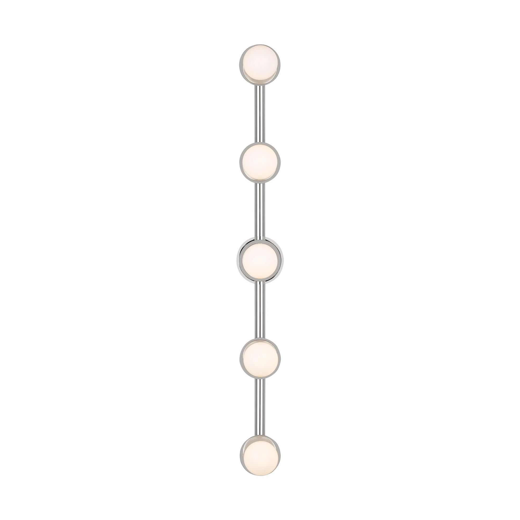 Shown in Polished Nickel finish and Milk glass