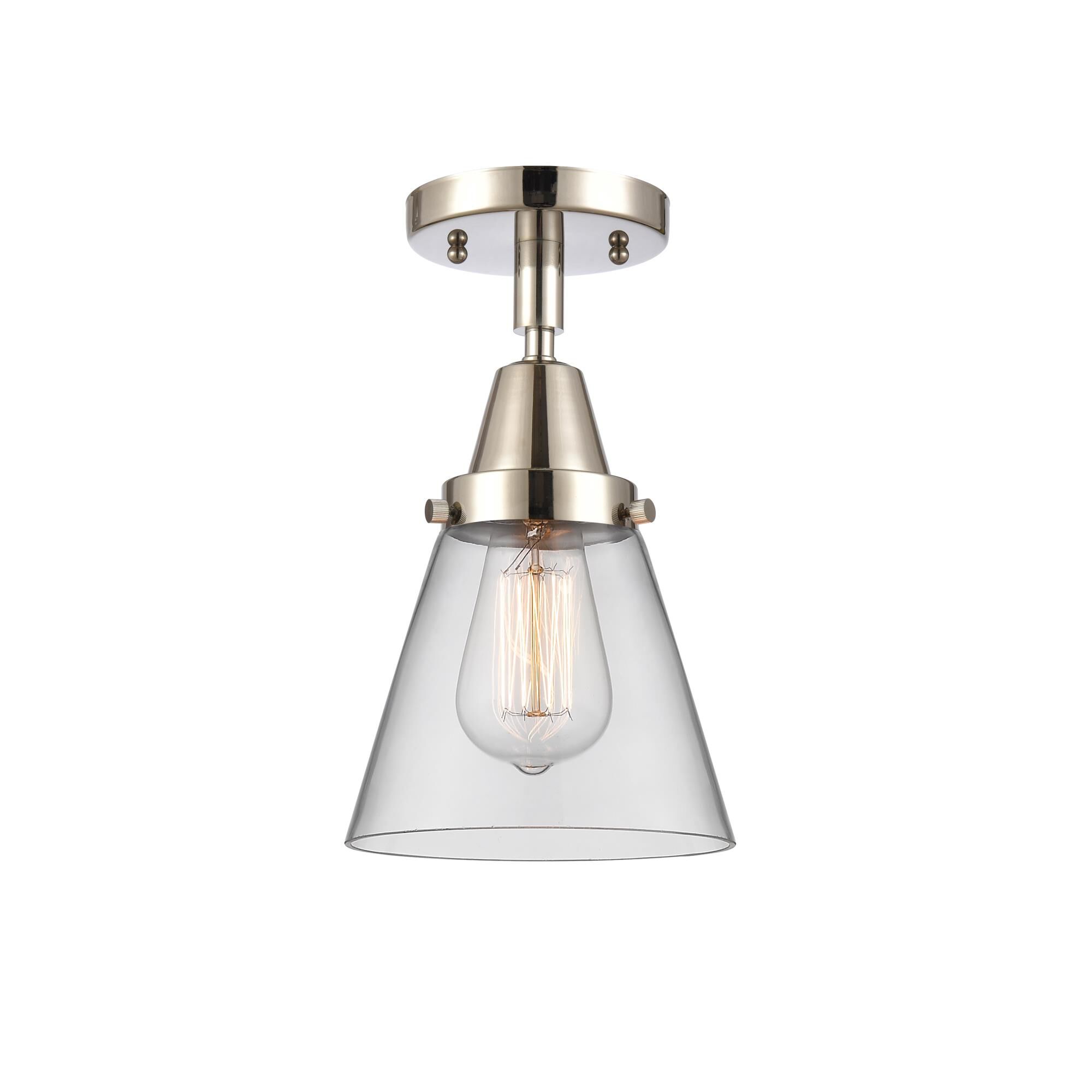 Shown in Polished Nickel finish and Clear Small Cone glass