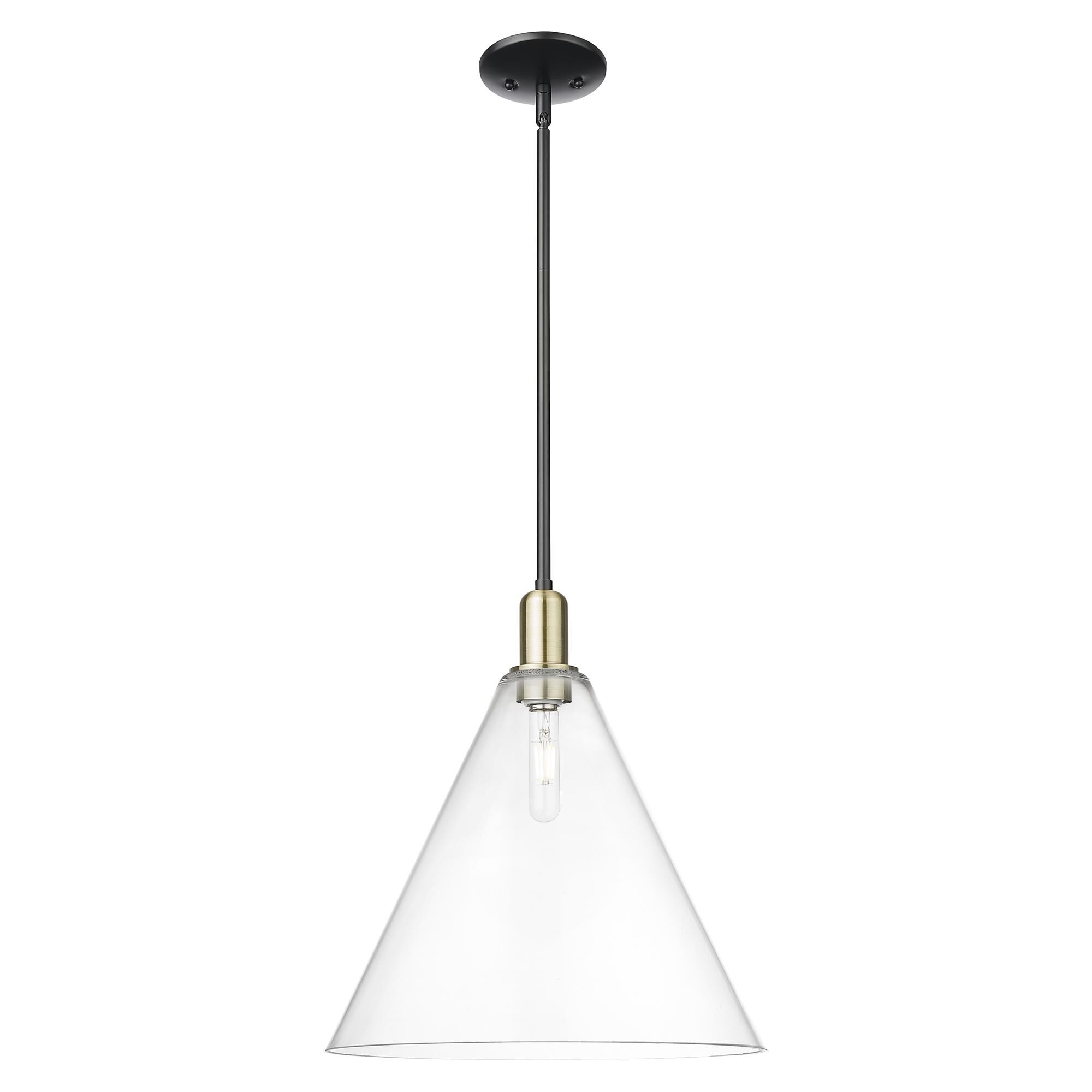 Shown in Black Antique Brass finish and Clear glass