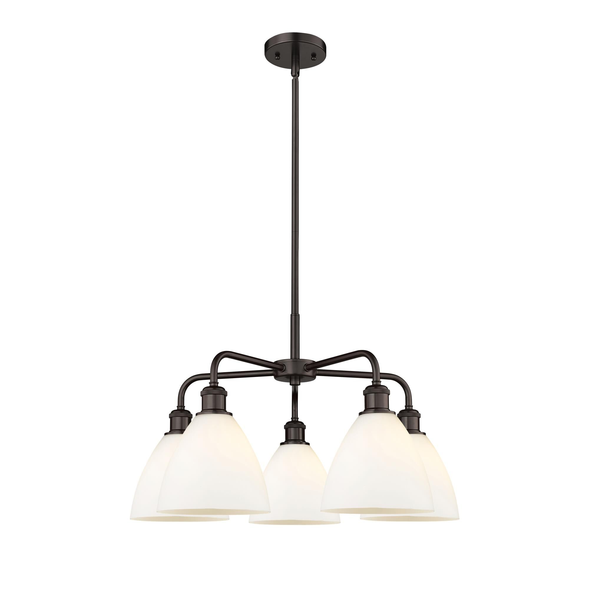 Shown in Oil Rubbed Bronze finish and Matte White glass