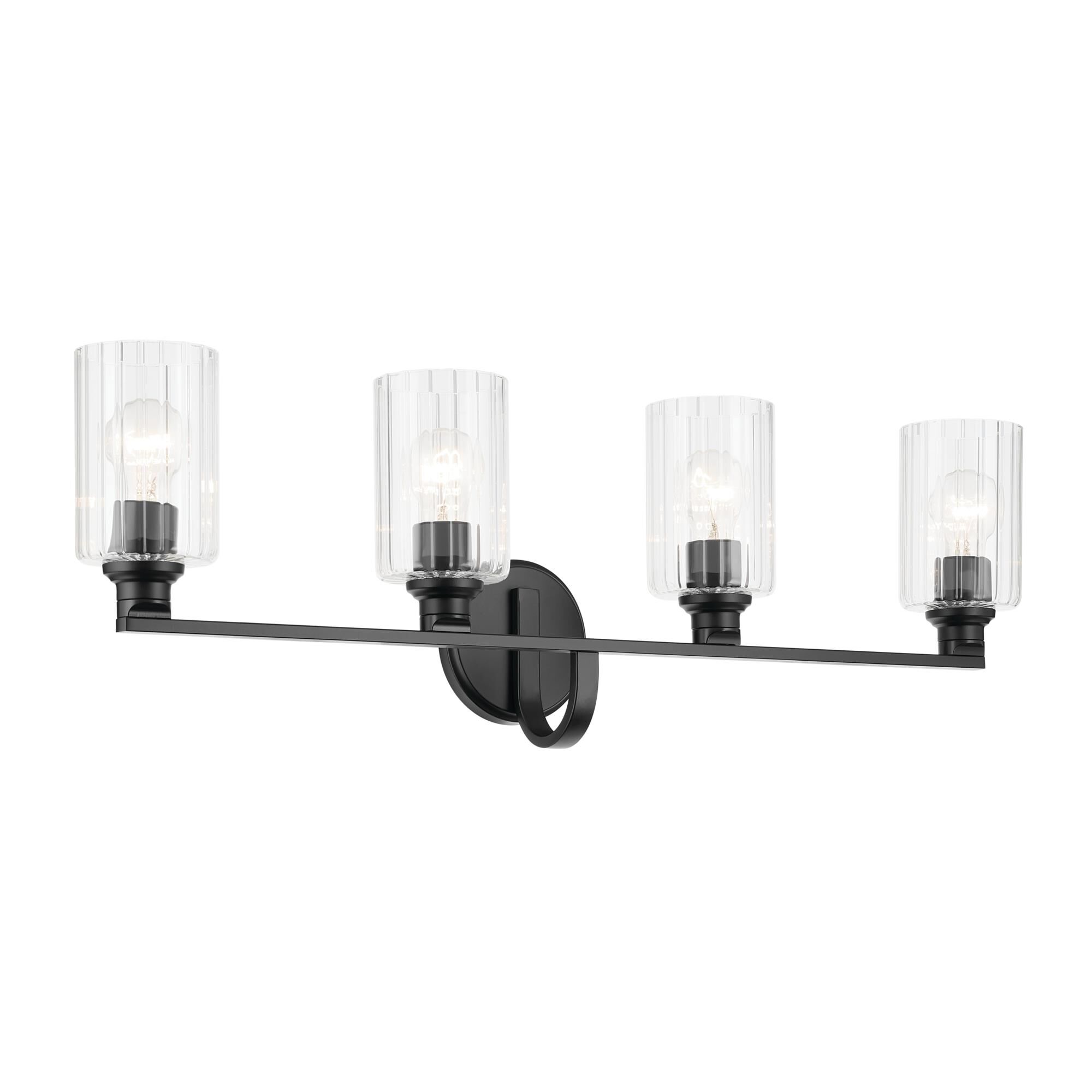 Shown in Black finish and Clear Fluted glass