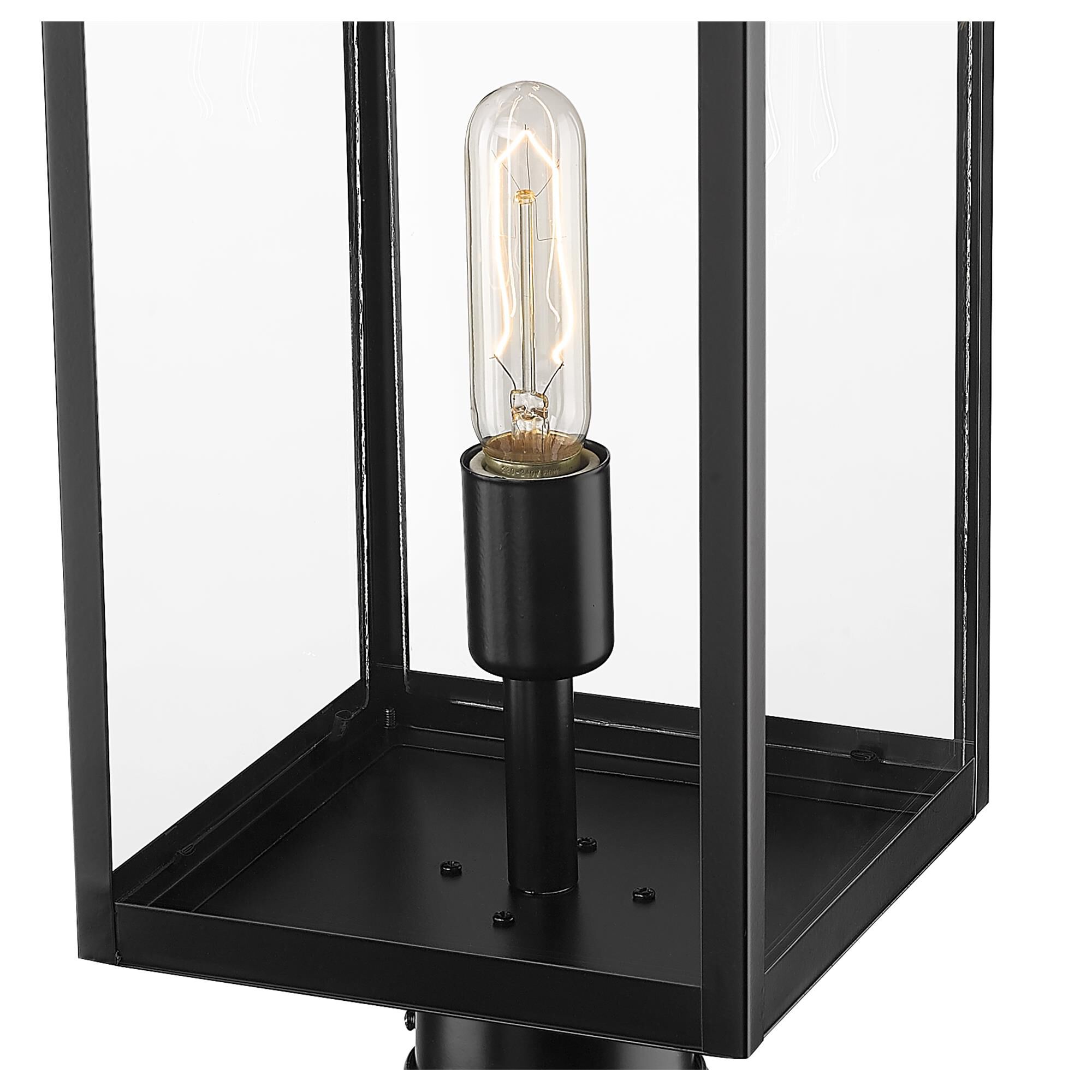 Shown in Black finish and Glass shade