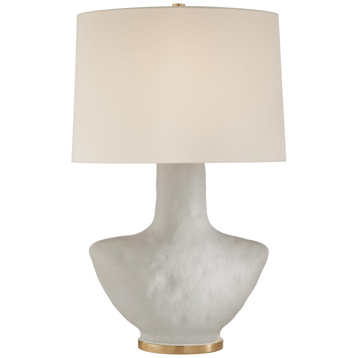 Shown in Porous White Porcelain finish and Linen Oval shade