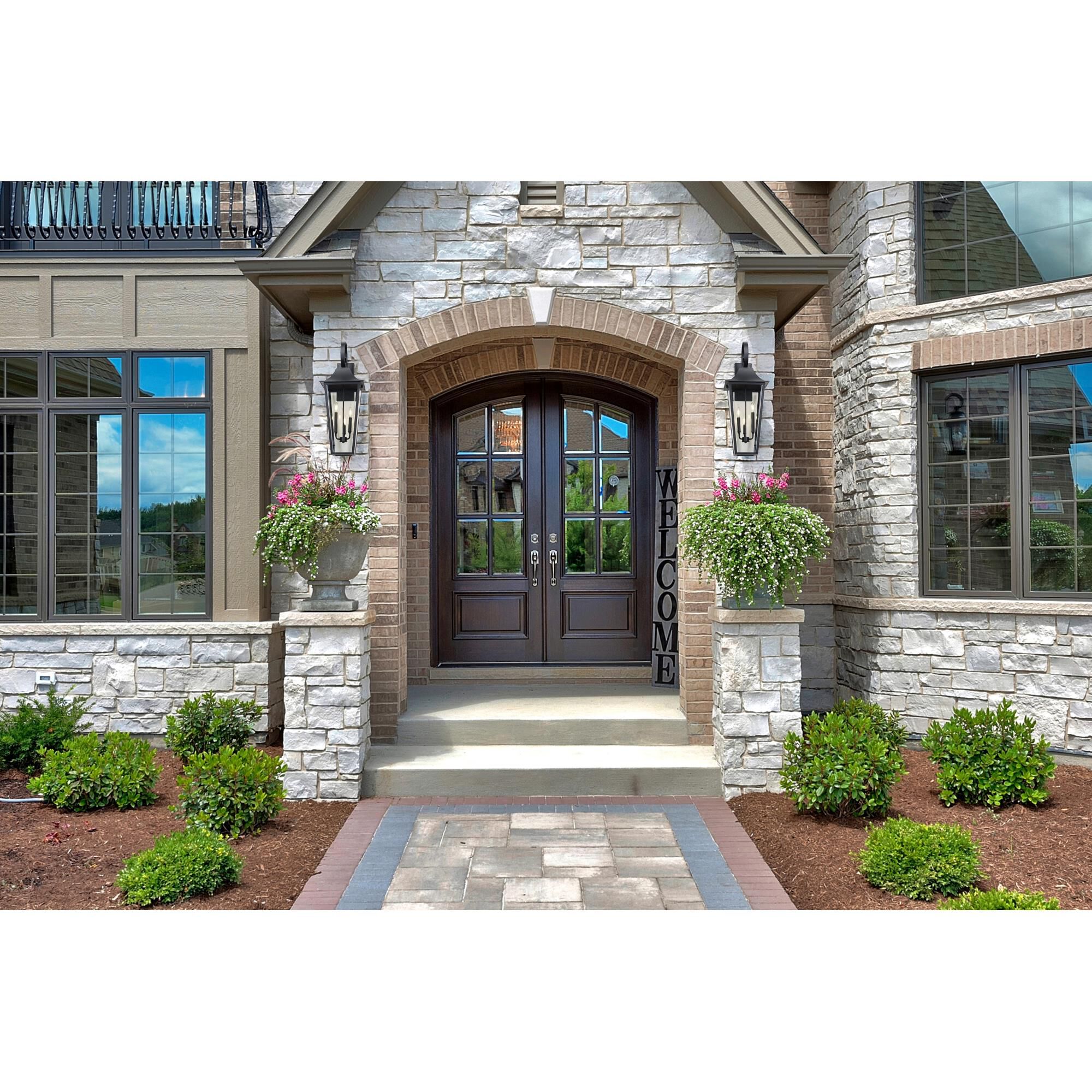 Shown in Black finish and Clear Beveled glass and Clear Beveled shade