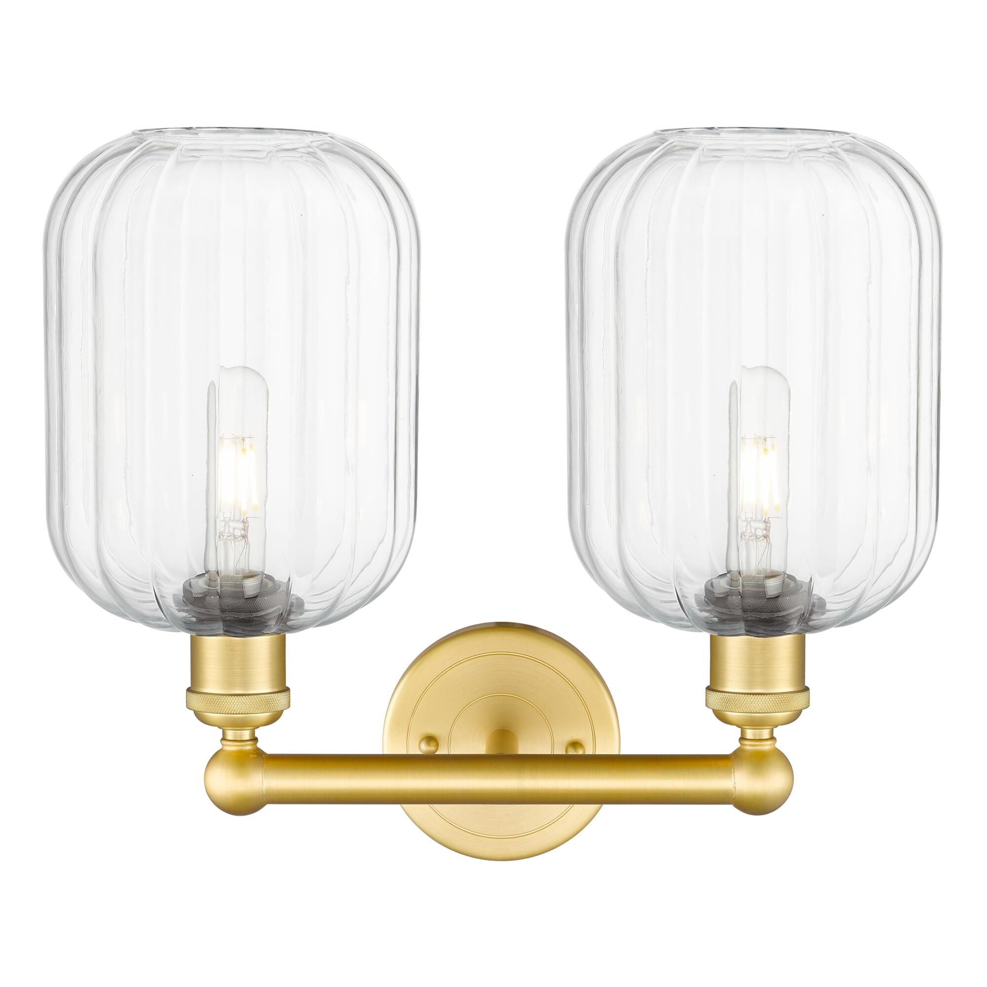 Shown in Satin Gold finish and Clear glass