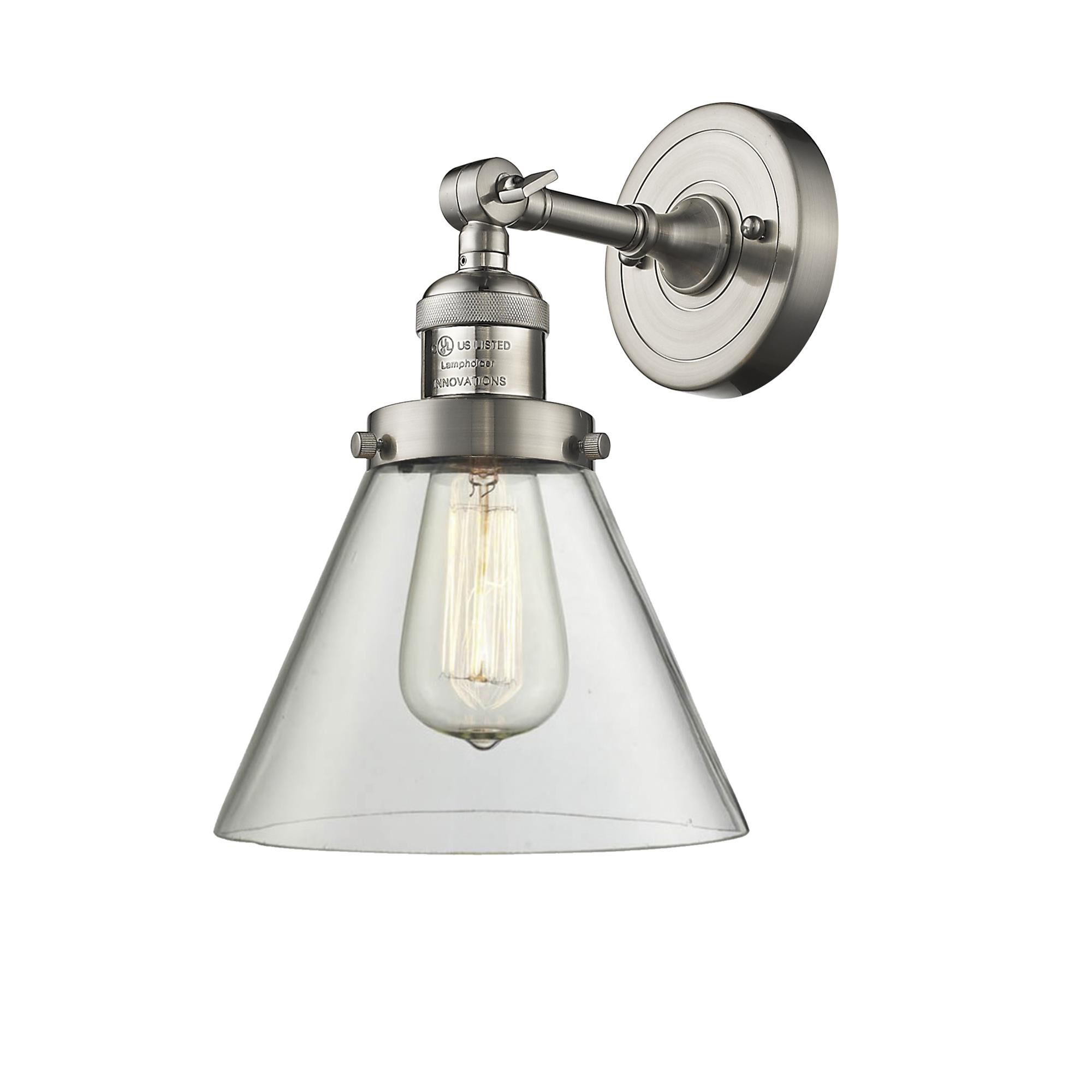 Shown in Brushed Satin Nickel finish and Clear glass