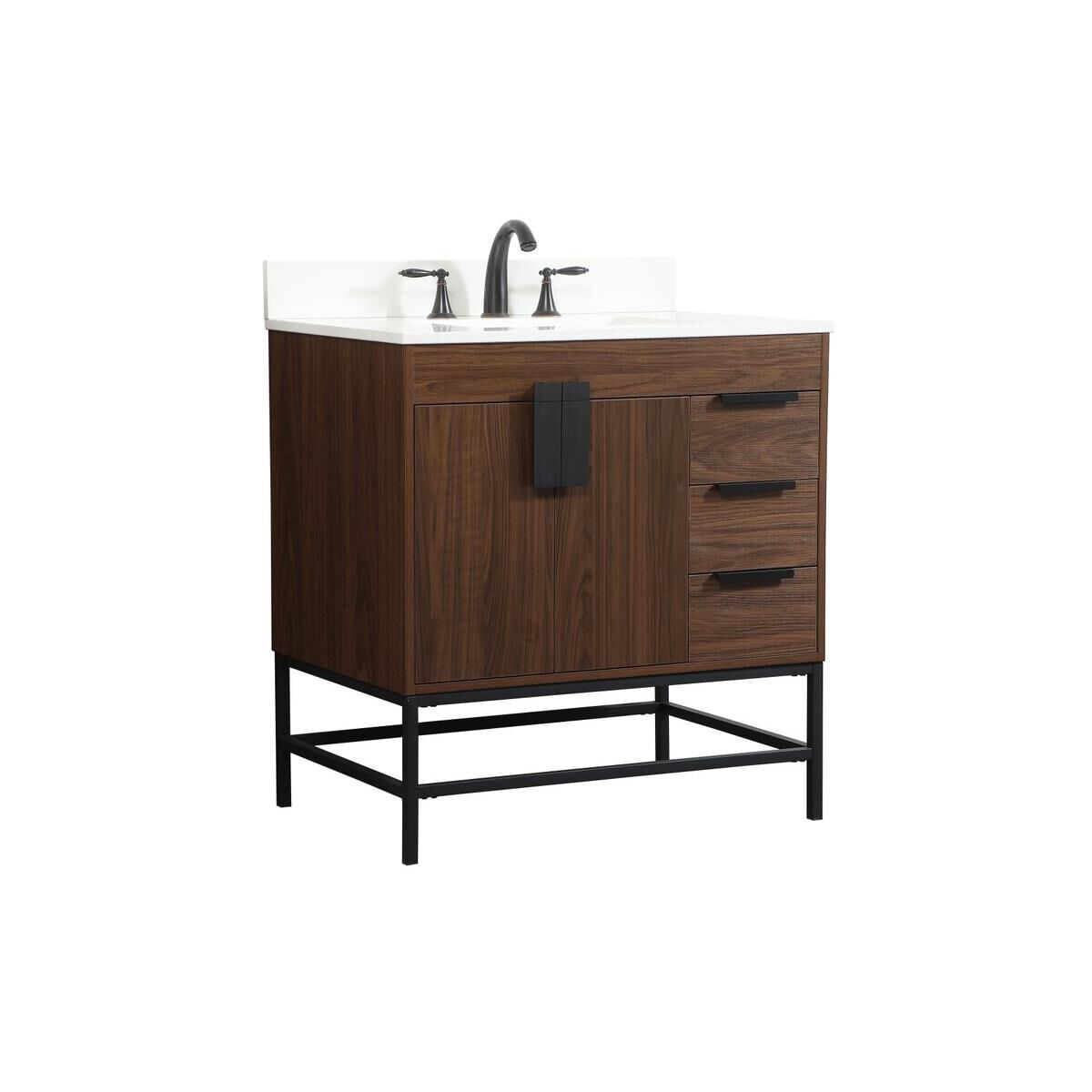 Shown in Walnut finish and With Backsplash accent