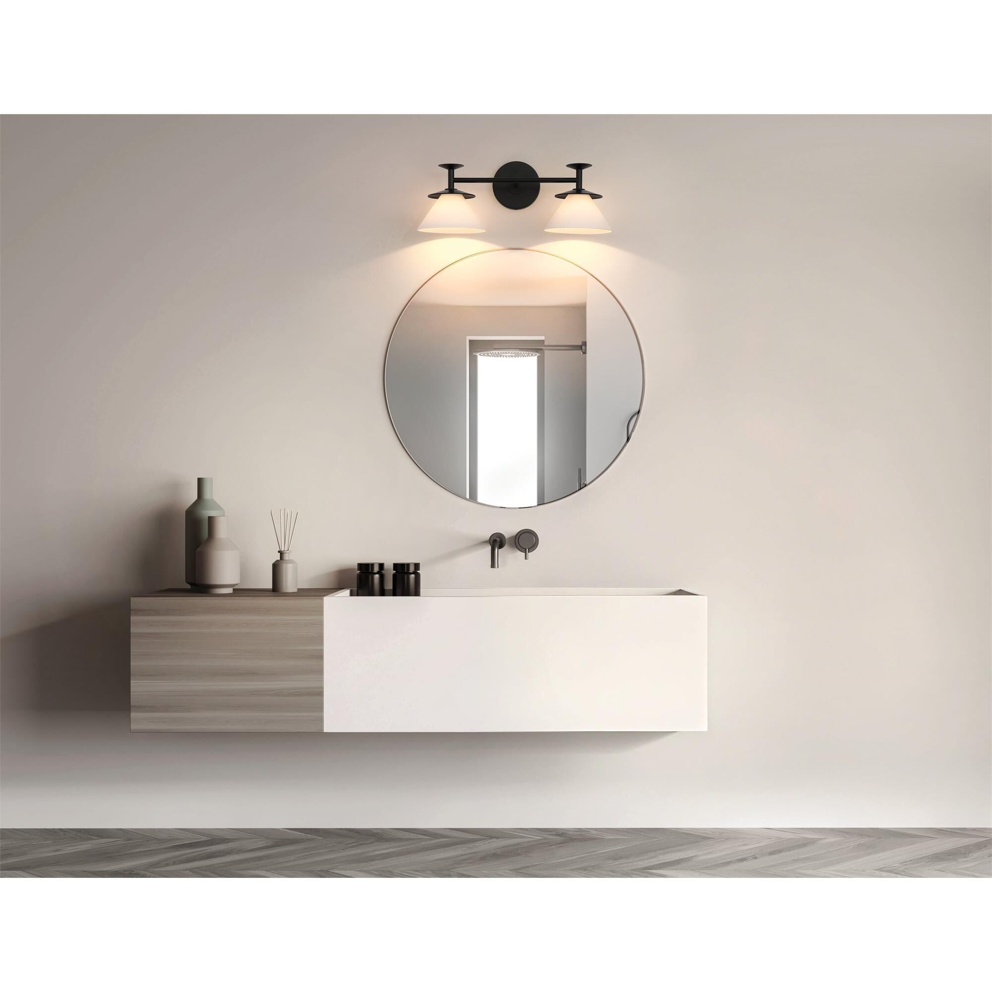 Shown in Matte Black finish and Etched Opal glass