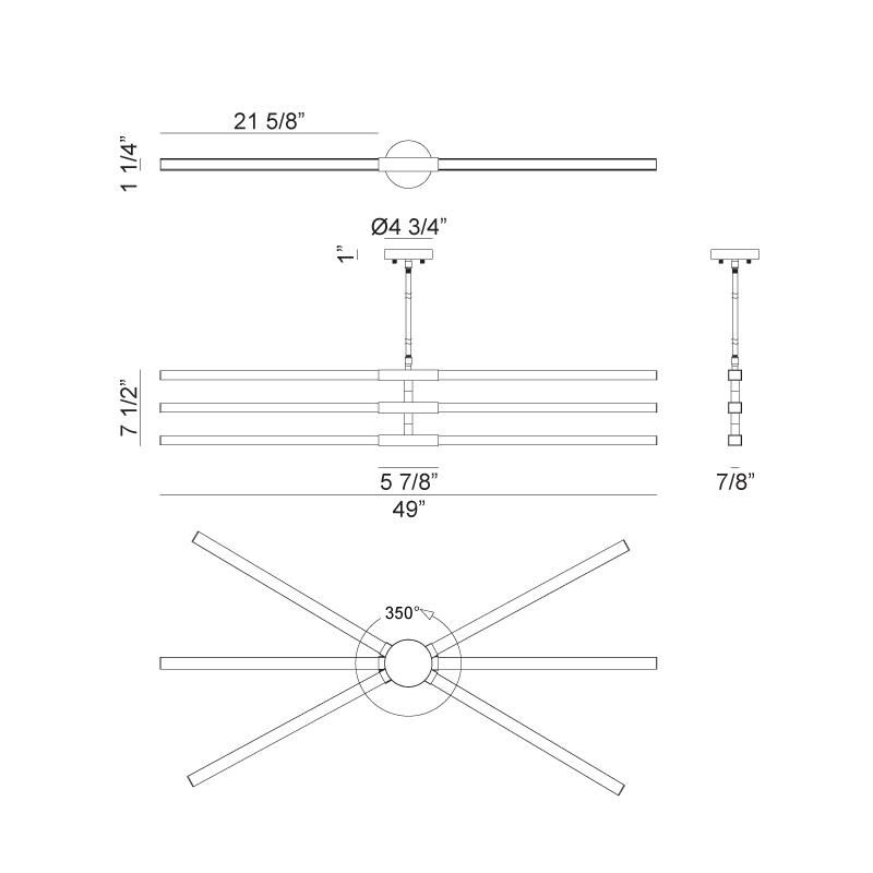 Lineare 49 Inch 6 Light LED Linear Suspension Light by Matteo Lighting