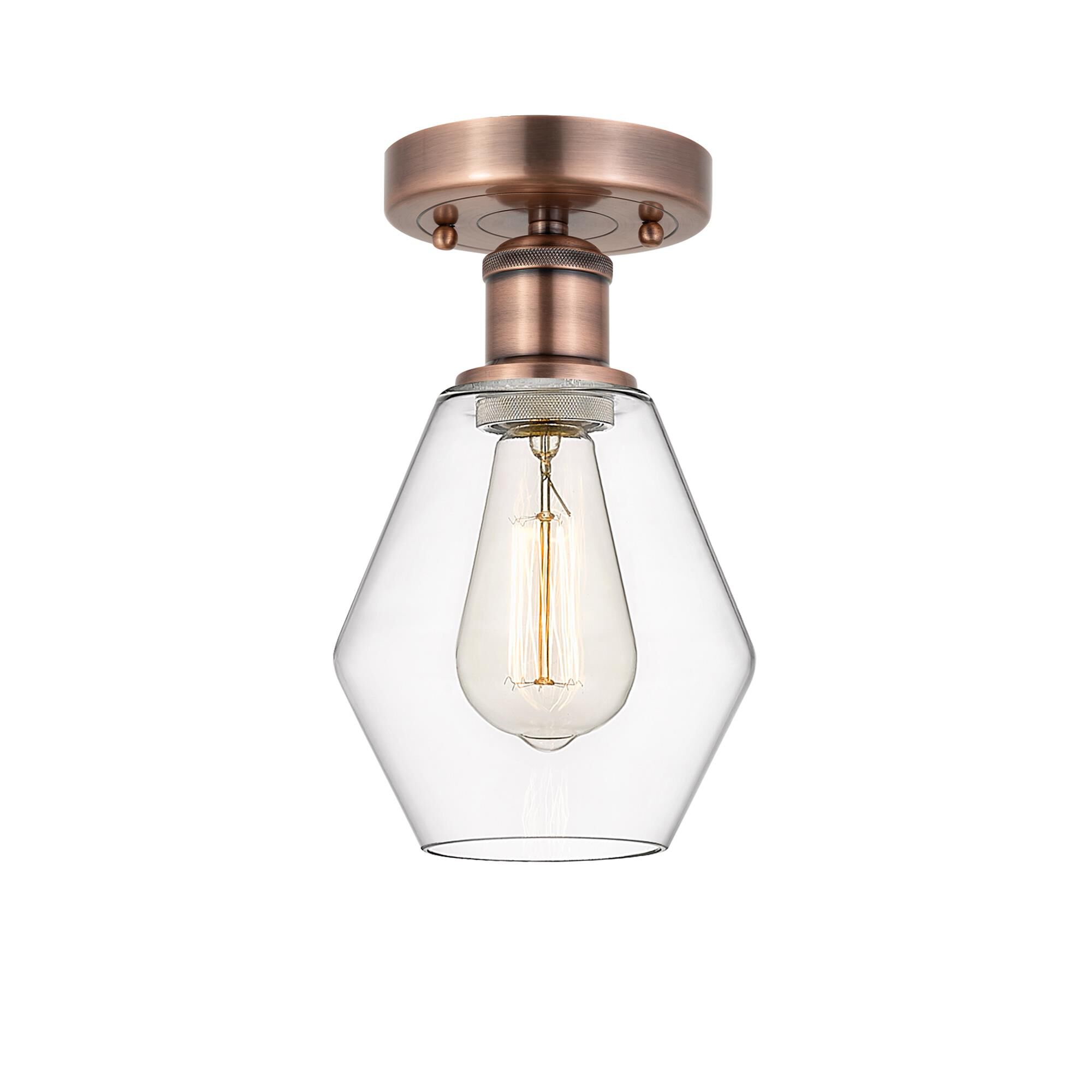 Shown in Antique Copper finish and Clear glass