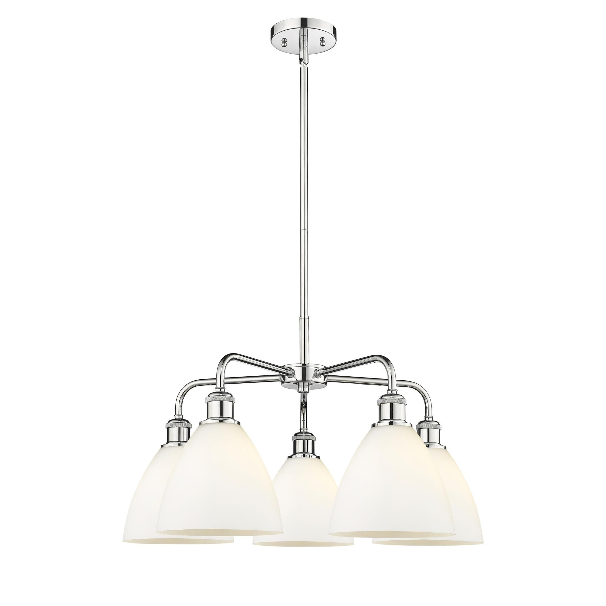 Shown in Polished Chrome finish and Matte White glass