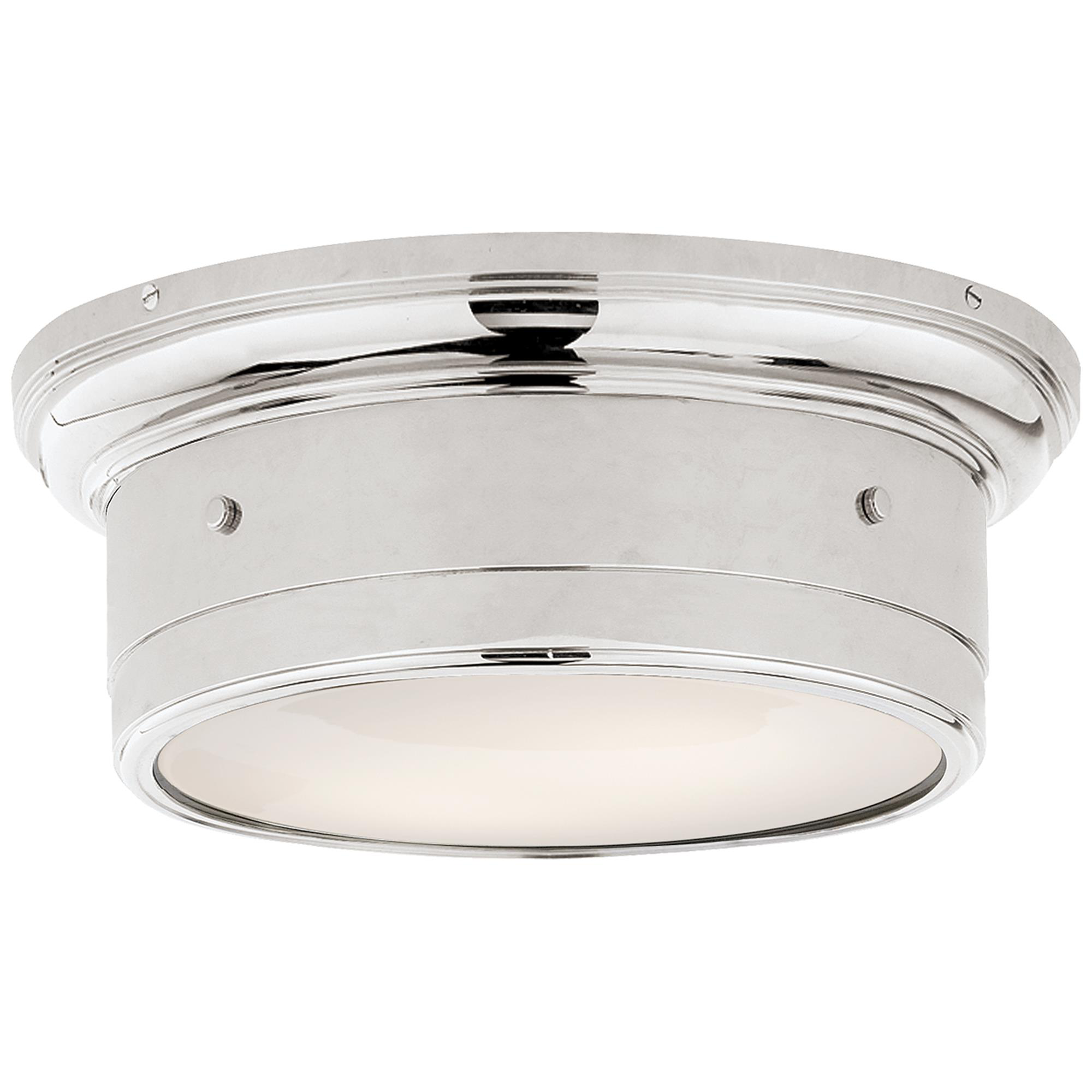 Shown in Polished Nickel finish and White glass