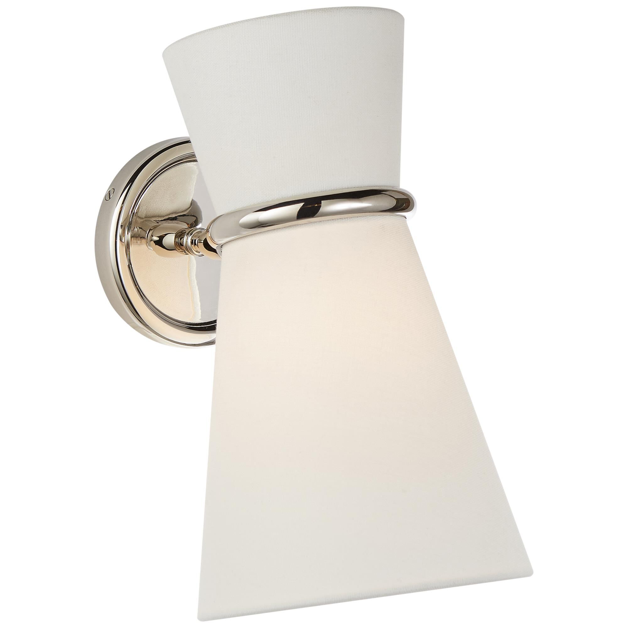 Shown in Polished Nickel finish and Linen shade