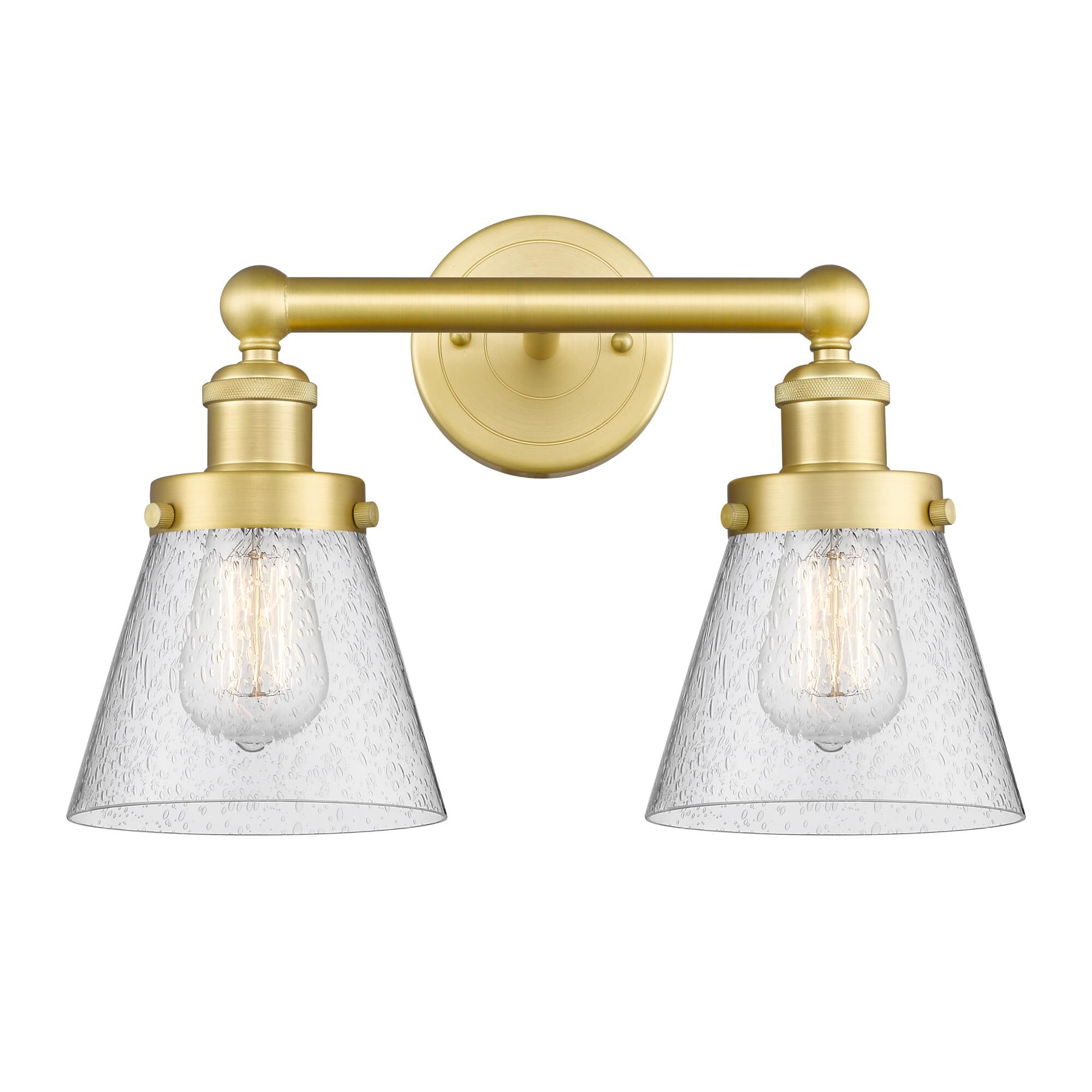 Shown in Satin Gold finish and Seedy glass