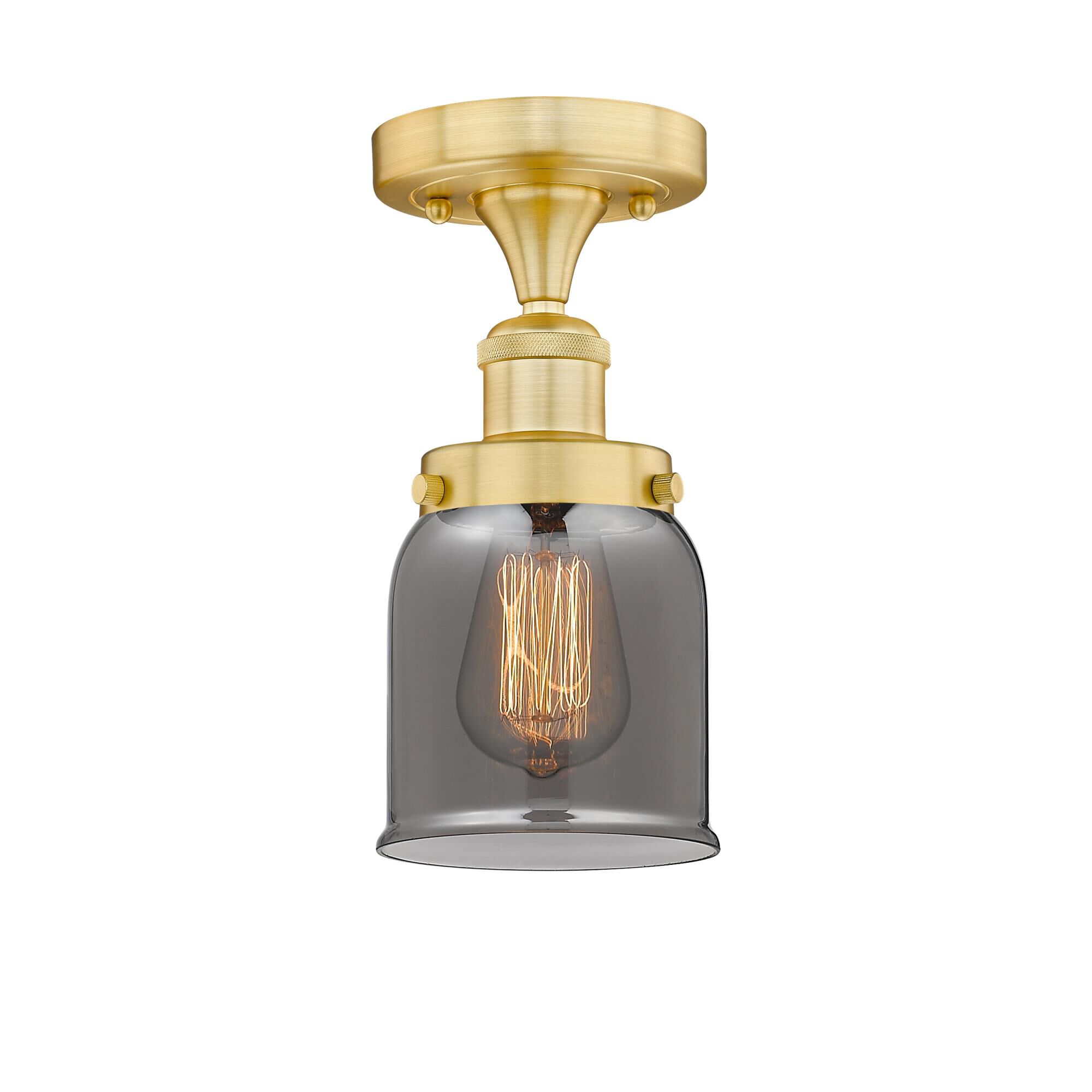 Shown in Satin Gold finish and Plated Smoke glass