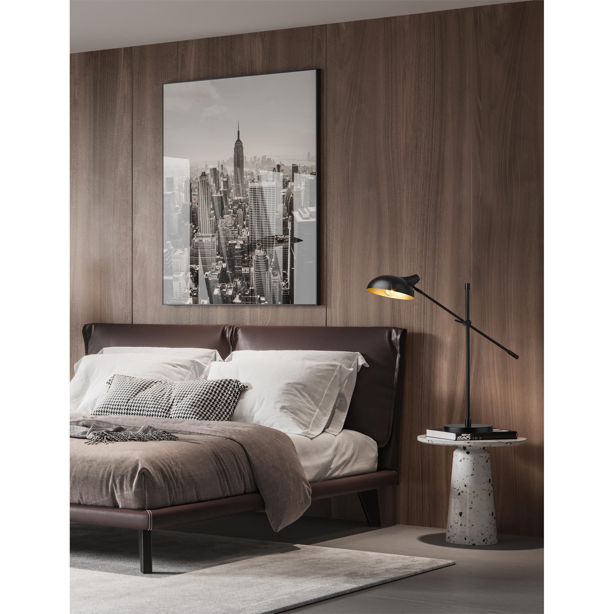 Shown in Matte Black finish and Outer Matte Black and Inner Golden Steel shade