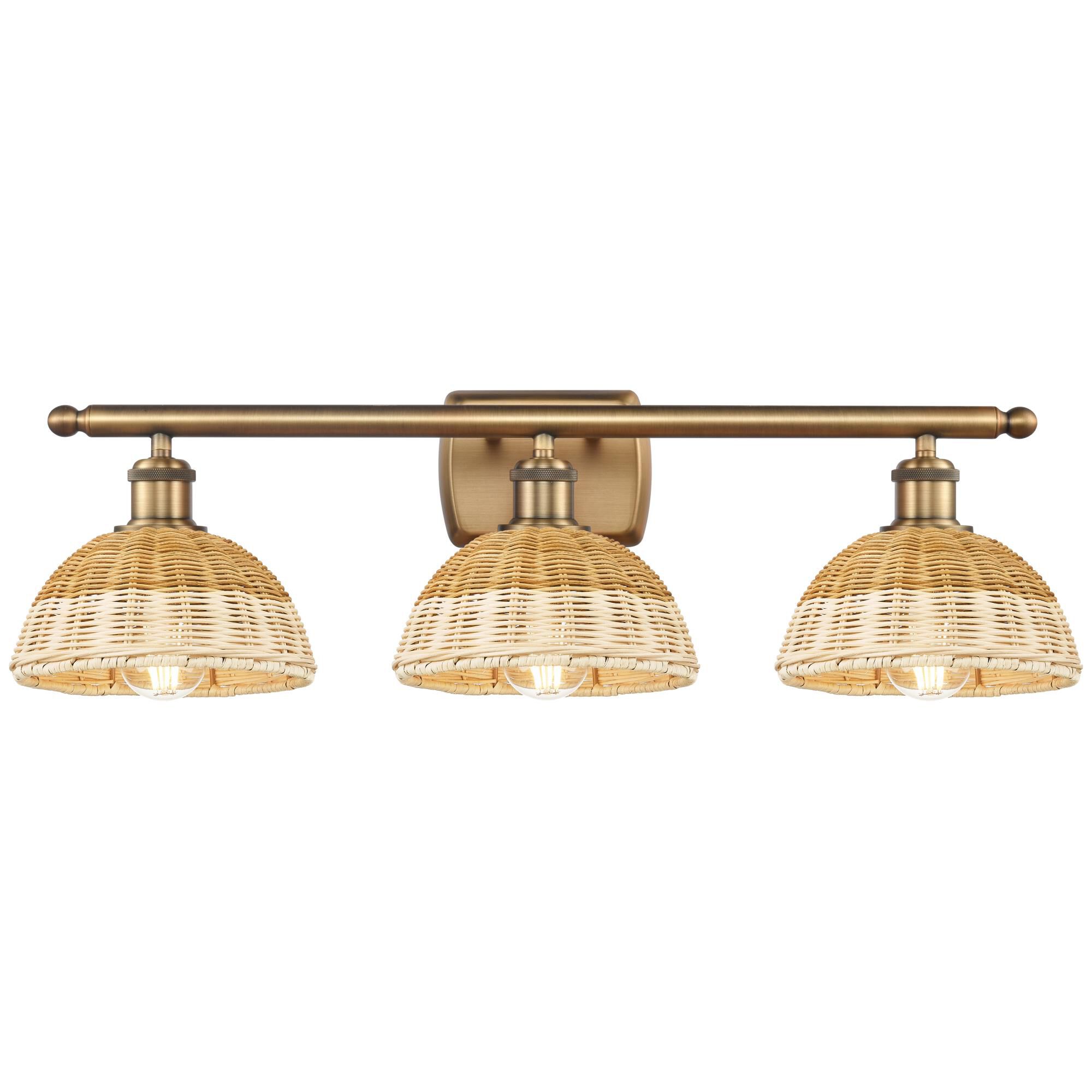 Shown in Brushed Brass finish and Natural shade