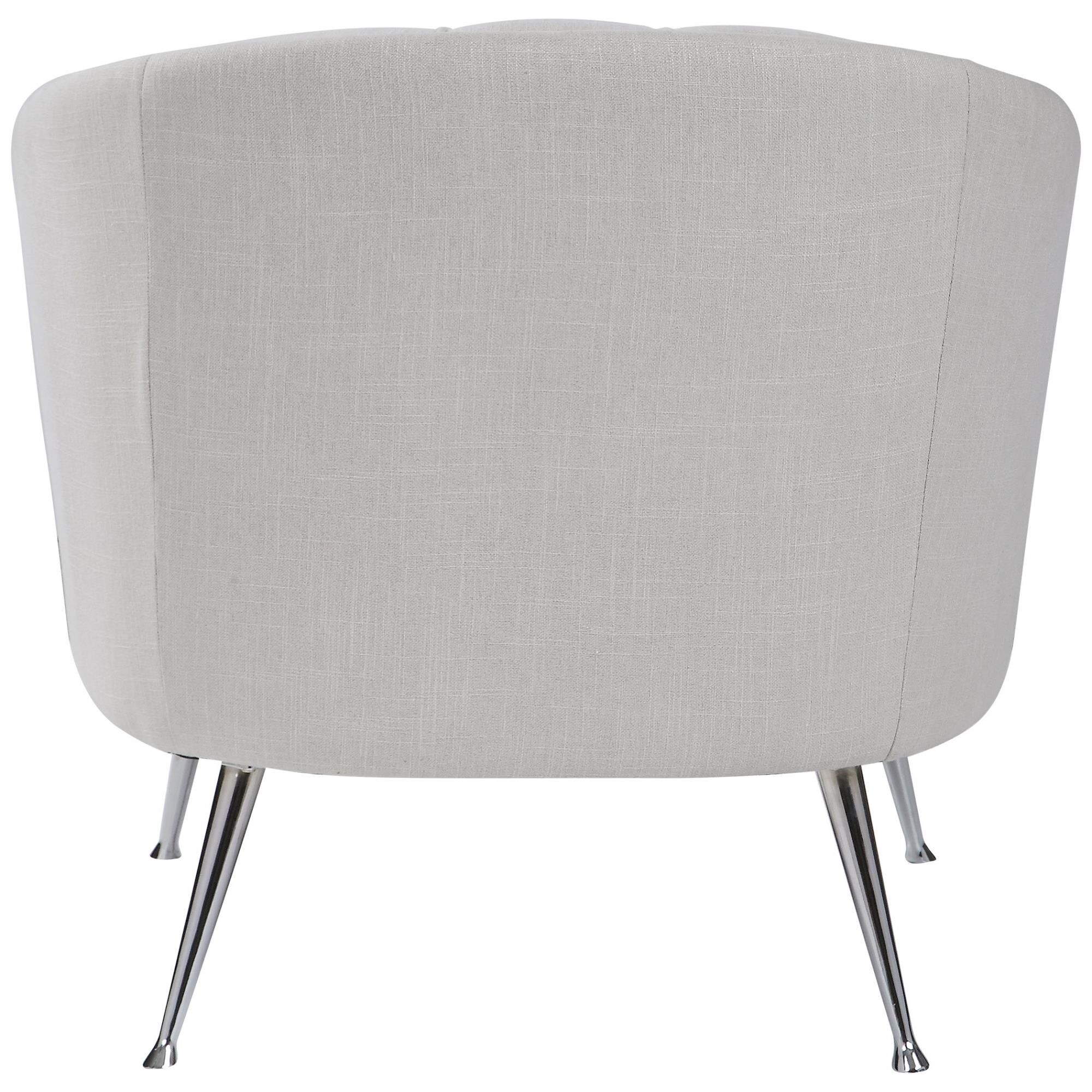 Shown in The Perfect Balance Of Retro And Modern Style, This Welt Trimmed Barrel Back Chair Is Covered In A C finish