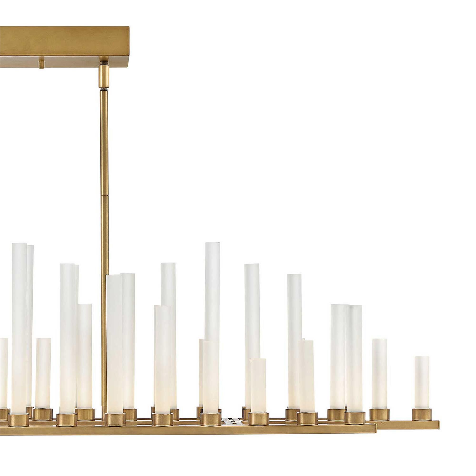 Shown in Heritage Brass finish and Frosted glass