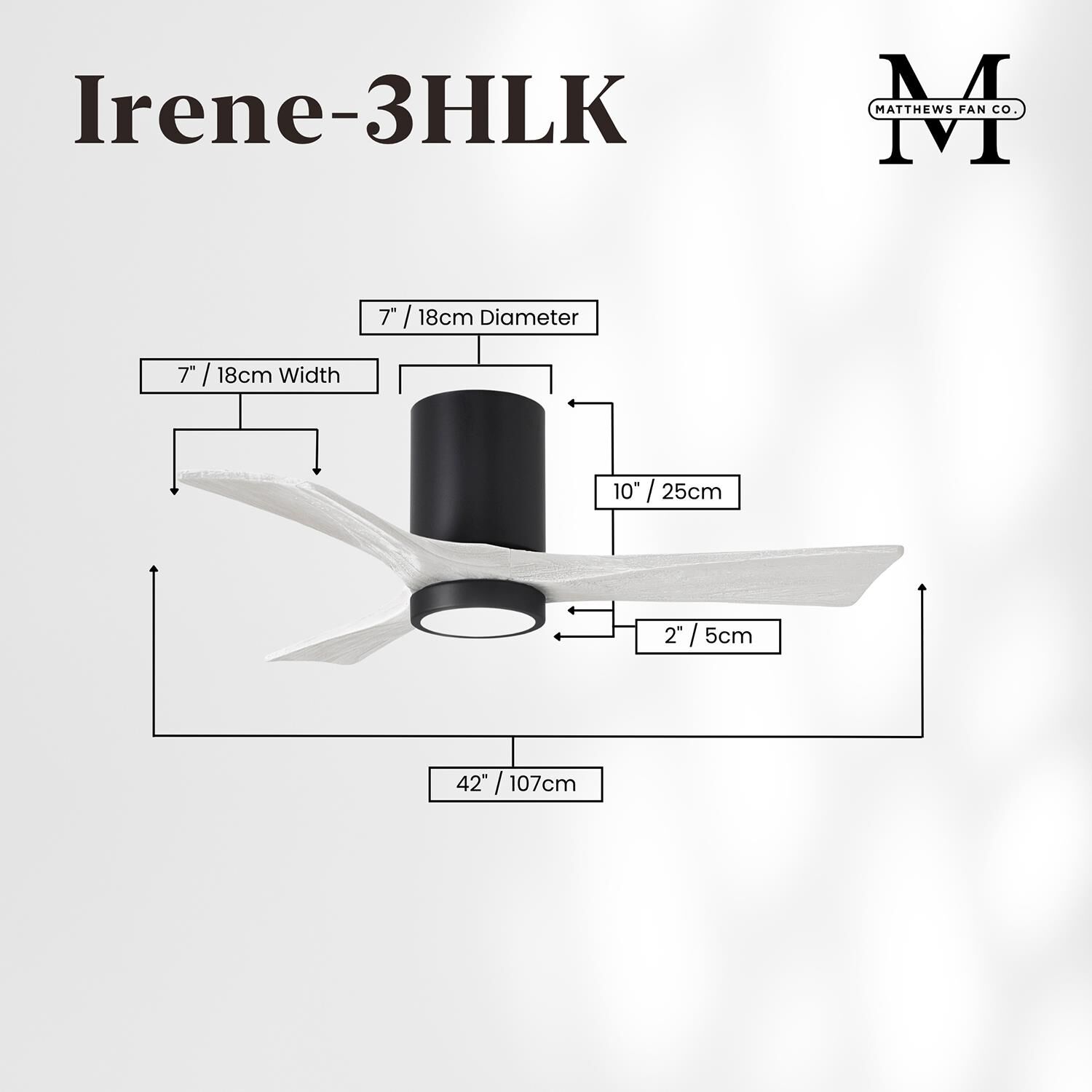 Irene 42 Inch Flush Mount Fan with Light Kit by Matthews Fan Company